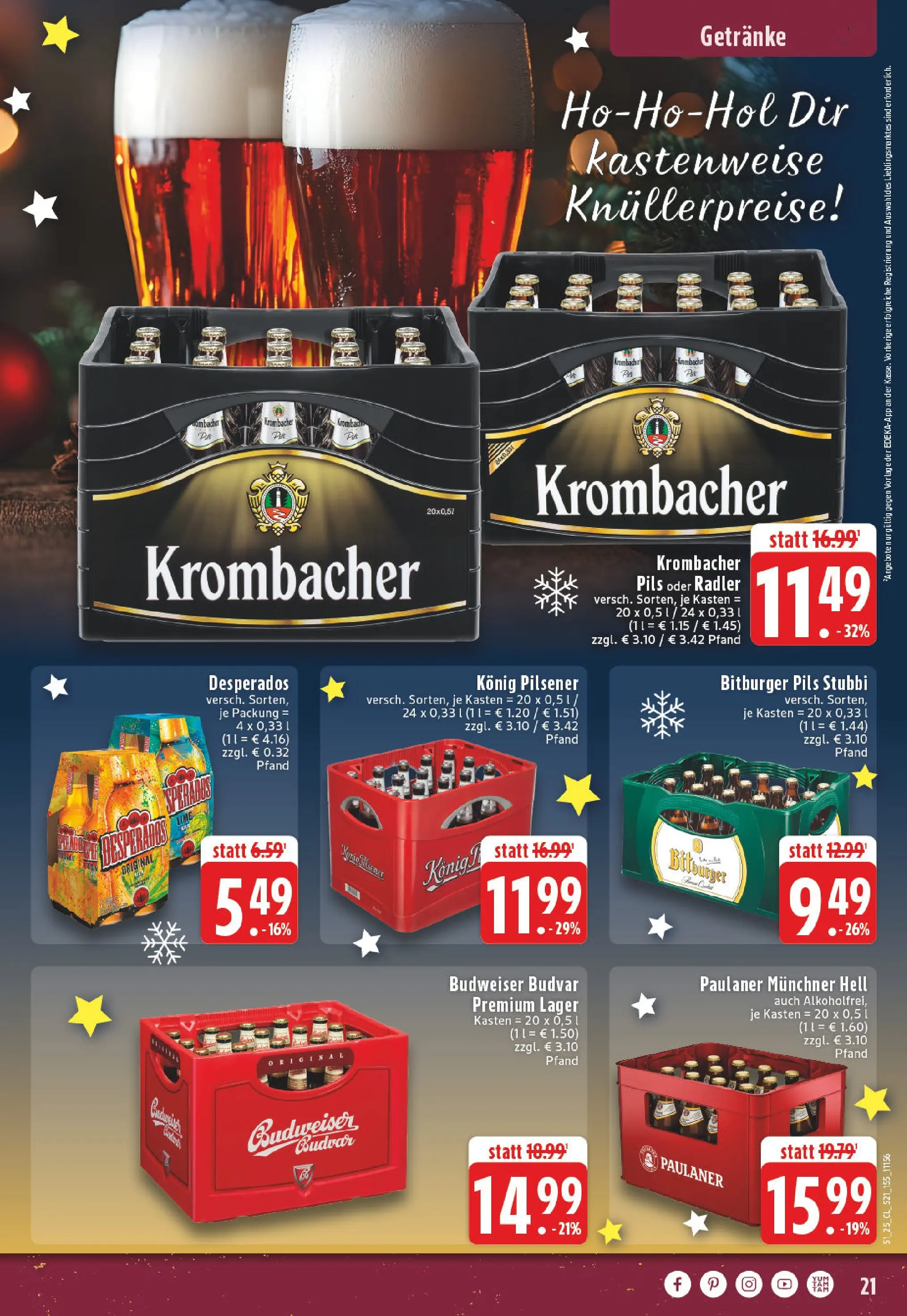Edeka prospekt Goch	 (ab 15.12.2025) » Angebote Online | Seite: 21 | Produkte: Bitburger, Pils, Desperados, Paulaner