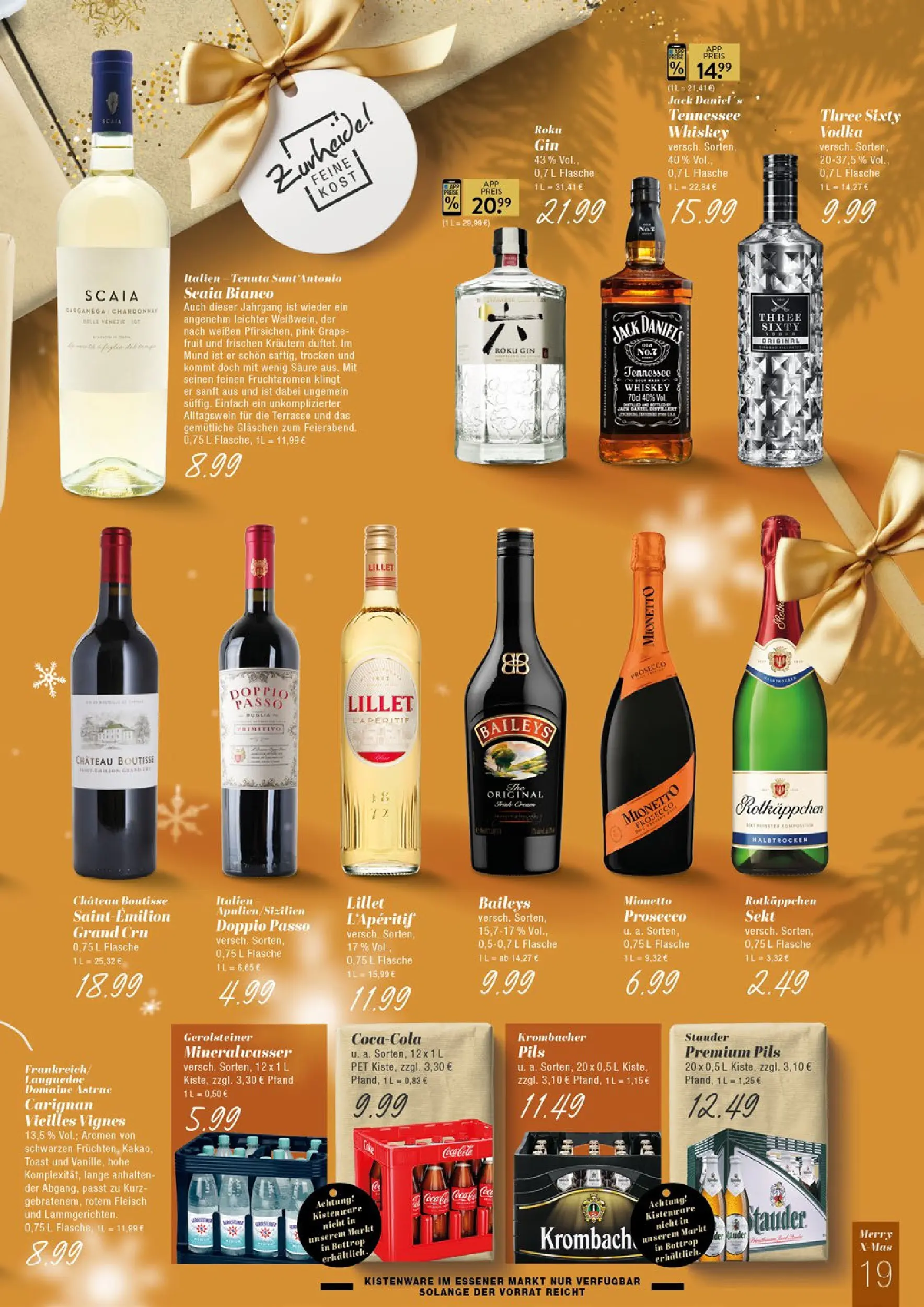 Edeka prospekt Gladbeck	 (ab 15.12.2025) » Angebote Online | Seite: 19 | Produkte: Cola, Baileys, Whiskey, Gerolsteiner