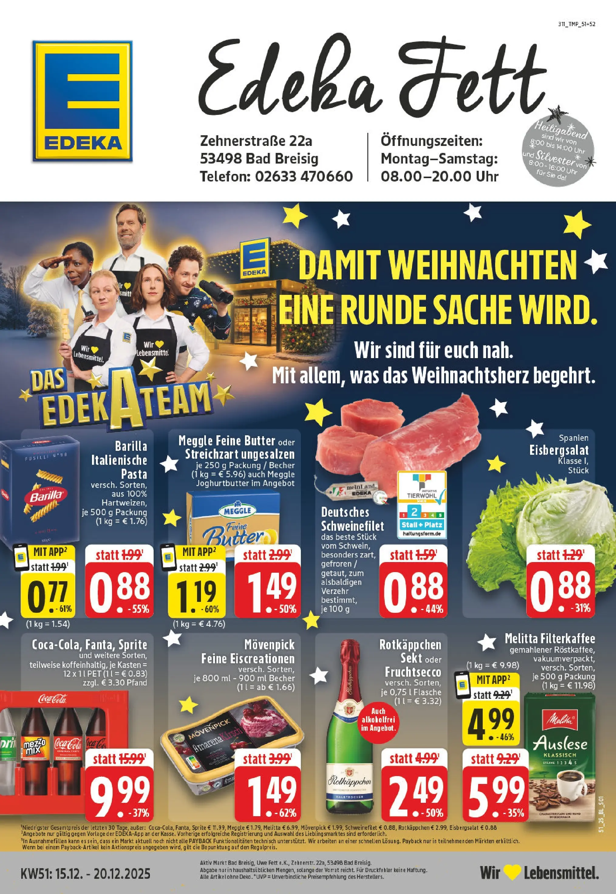 Edeka prospekt Bad Breisig	 (ab 15.12.2025) » Angebote Online | Seite: 1 | Produkte: Rotkappchen sekt, Melitta, Bad, Fruchtsecco