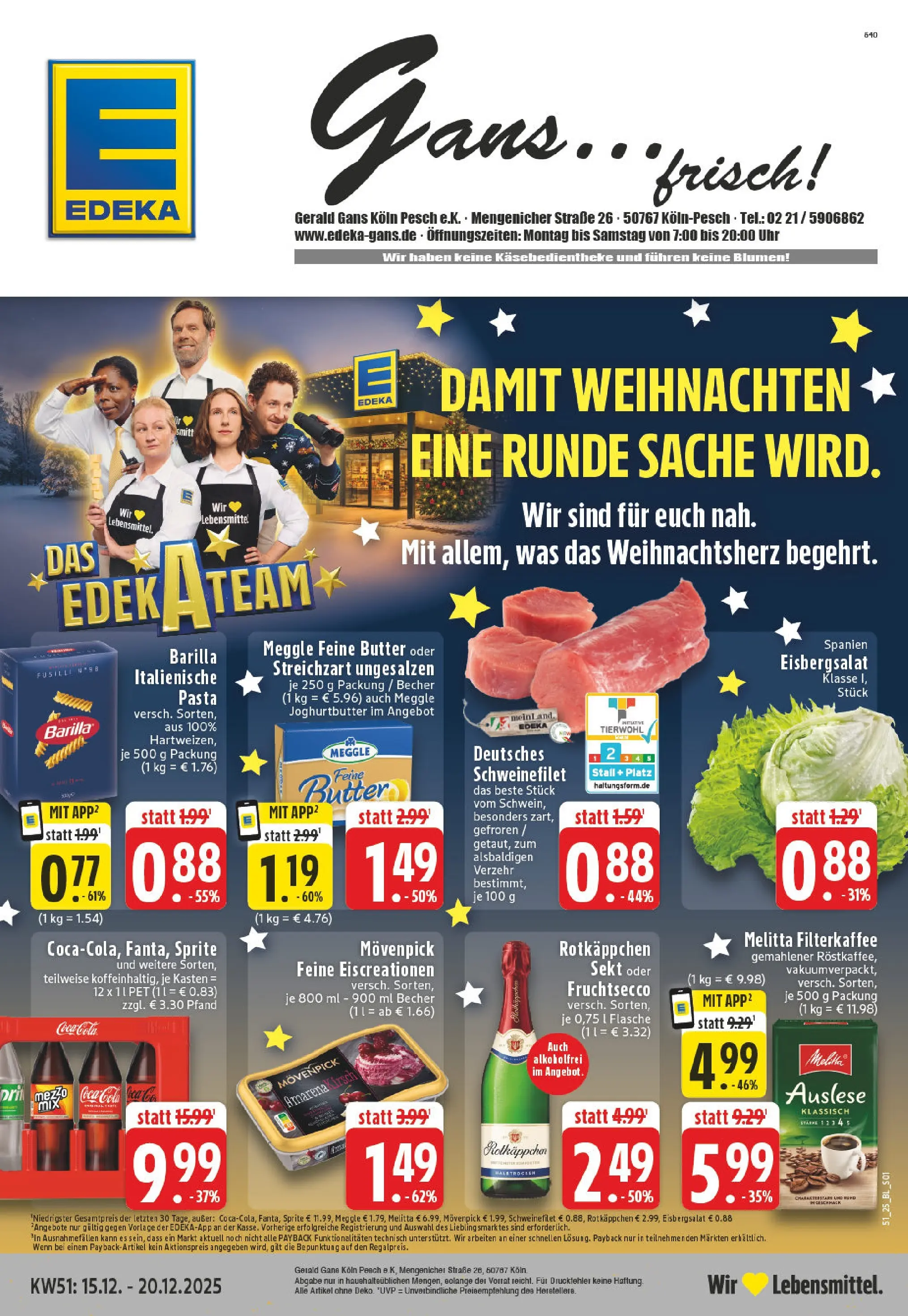 Edeka prospekt Köln	 (ab 15.12.2025) » Angebote Online | Seite: 1 | Produkte: Sprite, Sekt, Schweinefilet, Pasta