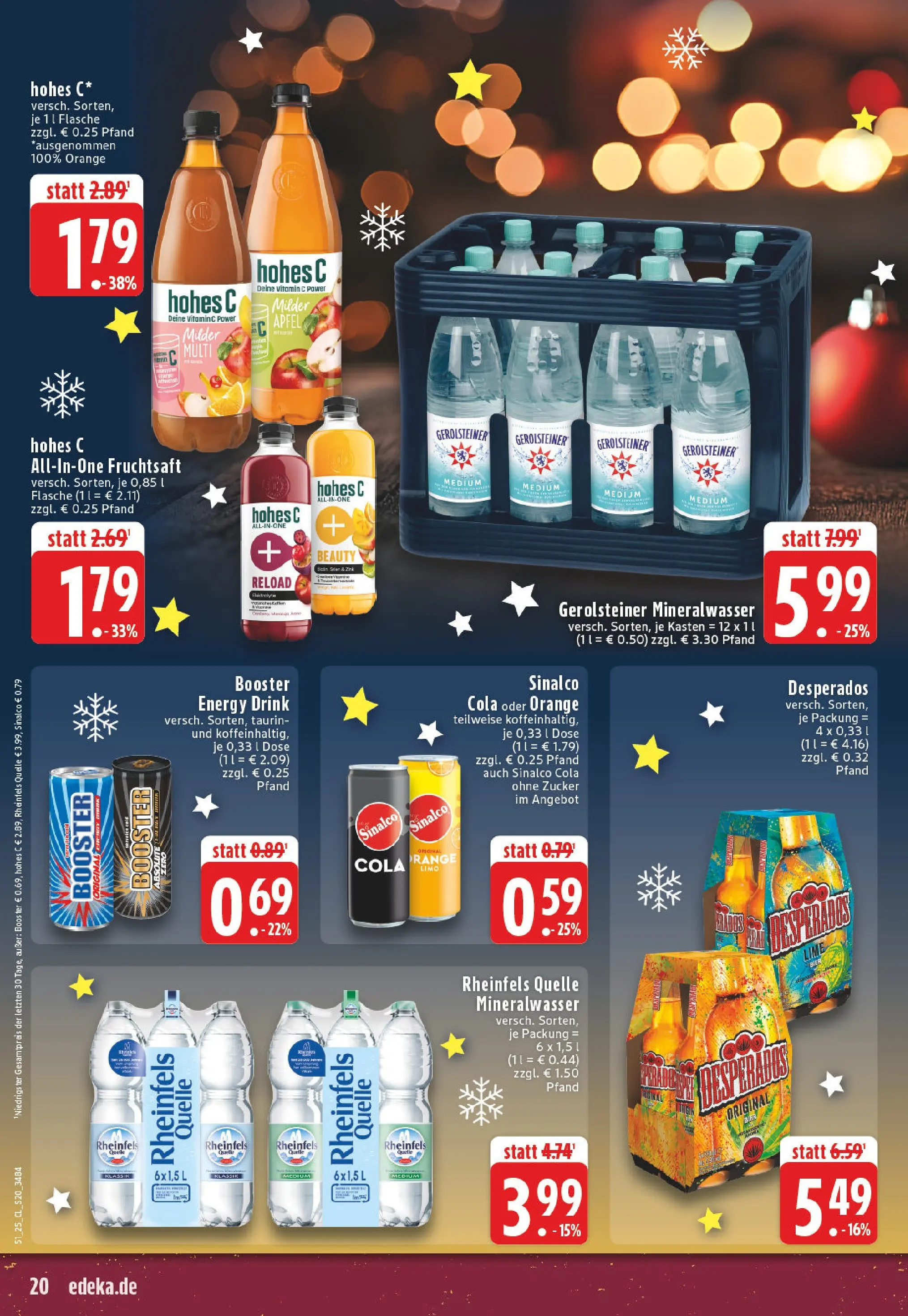 Edeka prospekt Hamm	 (ab 15.12.2025) » Angebote Online | Seite: 20 | Produkte: Sinalco, Hohes c, Rheinfels quelle, Gerolsteiner