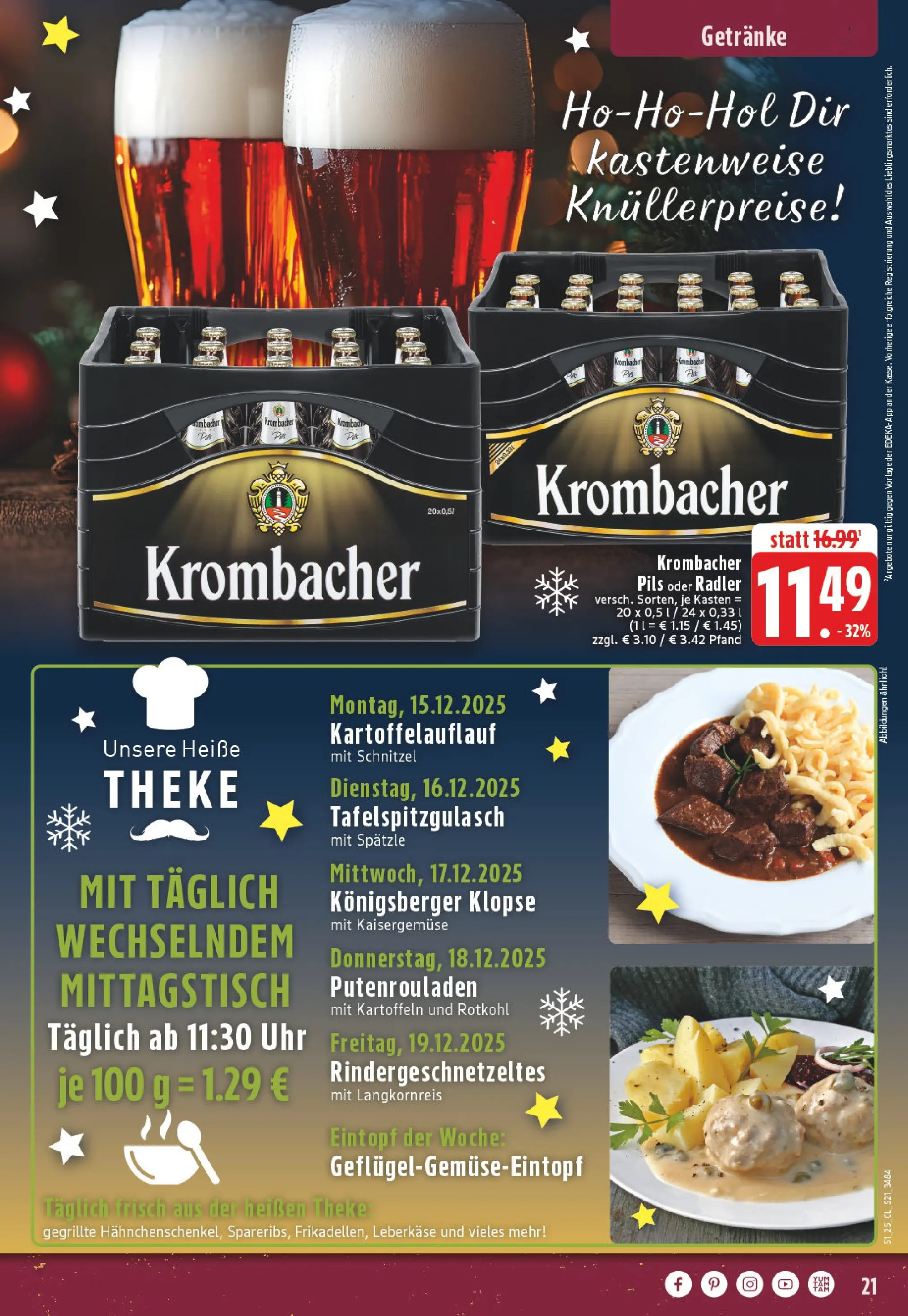 Edeka prospekt Hamm	 (ab 15.12.2025) » Angebote Online | Seite: 21 | Produkte: Rotkohl, Radler, Krombacher, Uhr