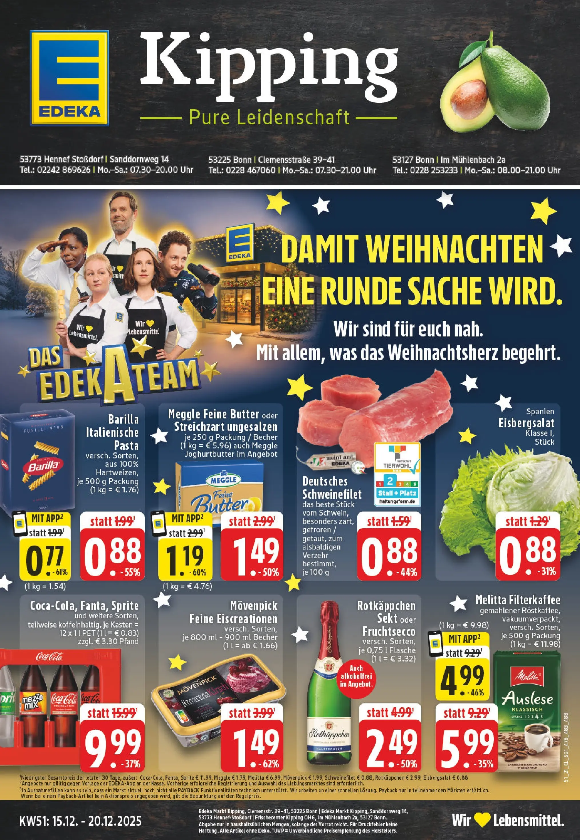 Edeka prospekt Bonn	 (ab 15.12.2025) » Angebote Online | Seite: 1 | Produkte: Coca cola, Barilla, Sekt, Eisbergsalat