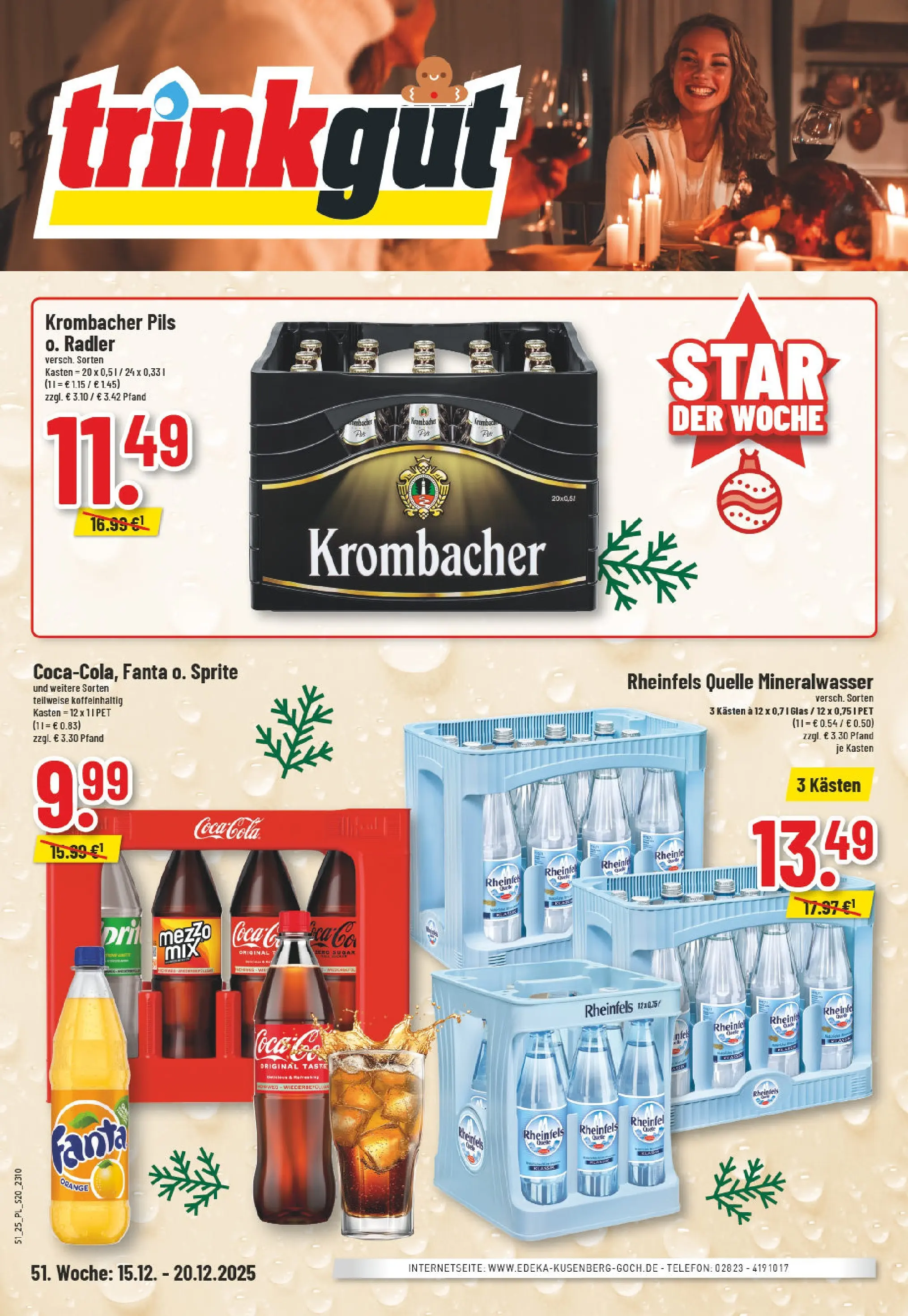 Edeka prospekt Goch	 (ab 15.12.2025) » Angebote Online | Seite: 20 | Produkte: Coca cola, Cola, Mineralwasser, Krombacher
