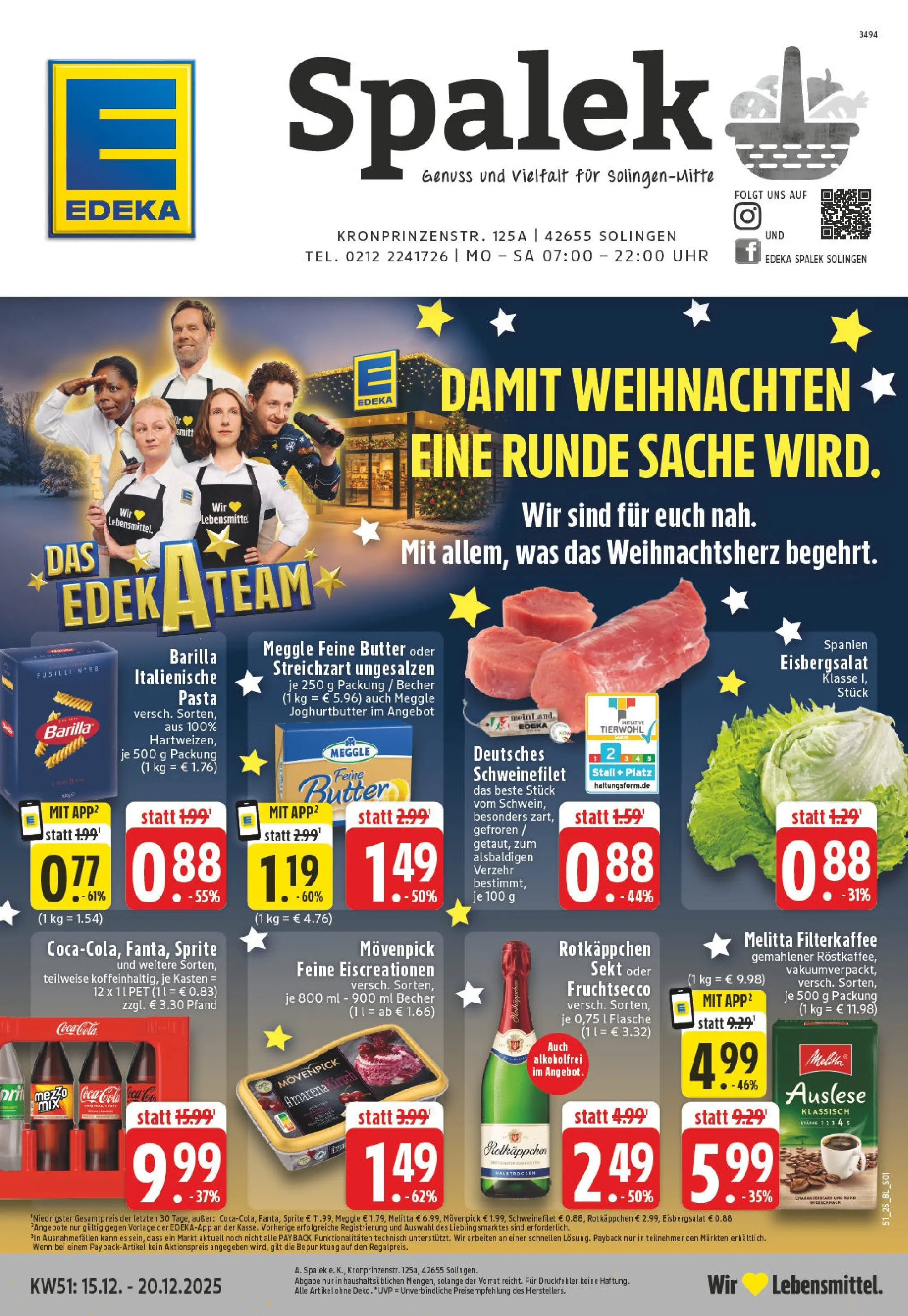 Edeka prospekt Solingen	 (ab 15.12.2025) » Angebote Online | Seite: 1 | Produkte: Coca cola, Sprite, Cola, Rotkäppchen