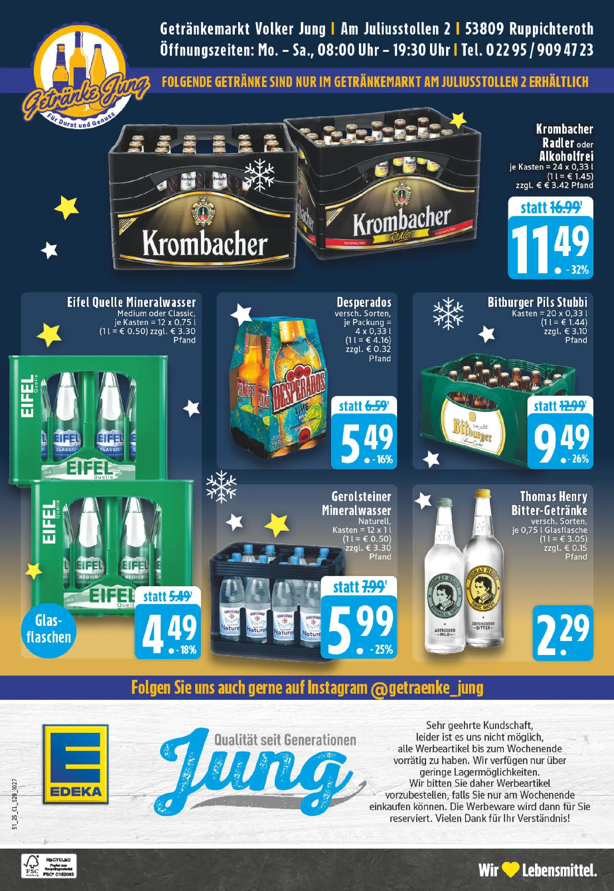 Edeka prospekt Ruppichteroth	 (ab 15.12.2025) » Angebote Online | Seite: 30 | Produkte: Bitburger, Krombacher, Uhr, Gerolsteiner