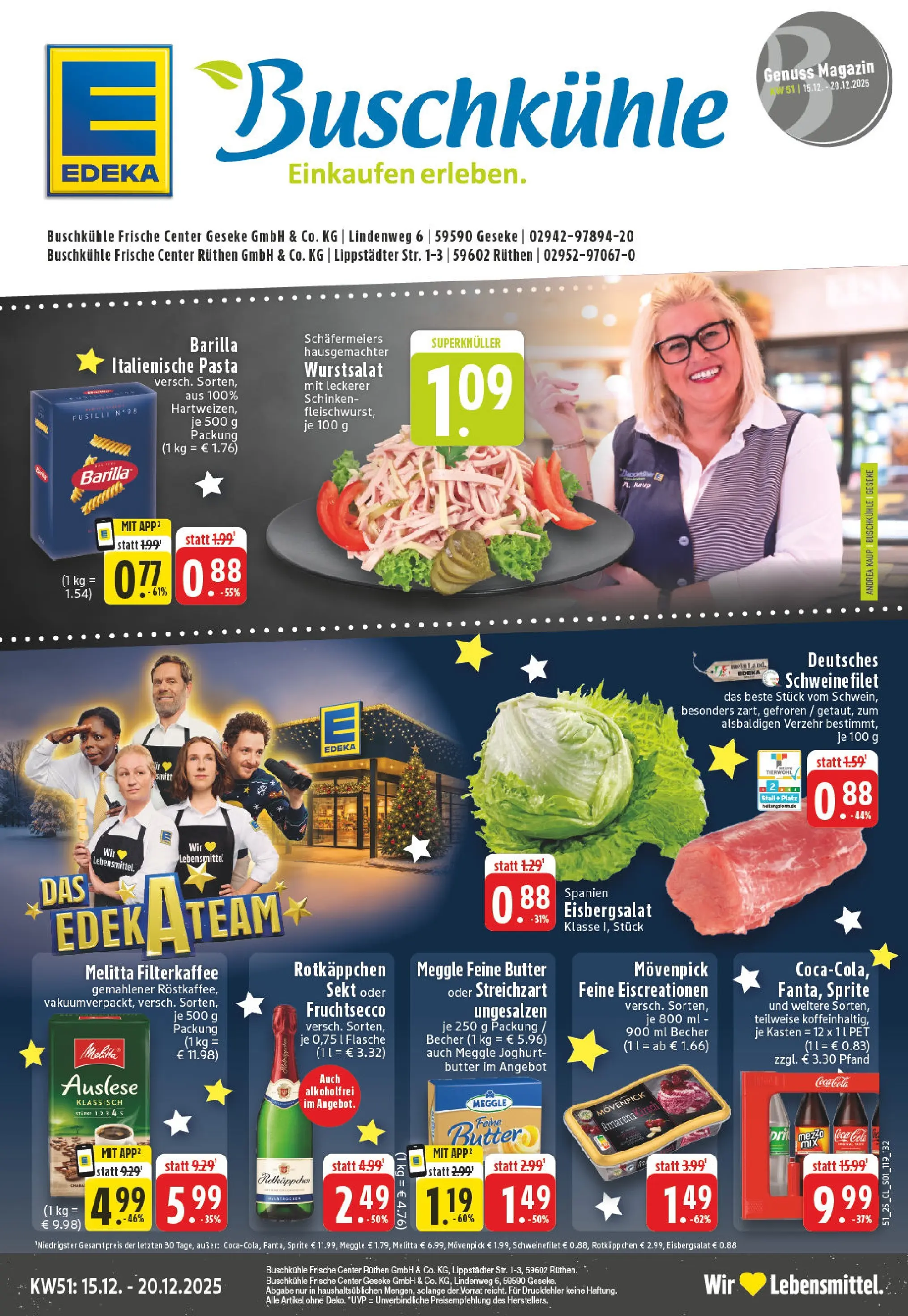 Edeka prospekt Rüthen	 (ab 15.12.2025) » Angebote Online | Seite: 1 | Produkte: Melitta, Butter, Barilla, Fruchtsecco