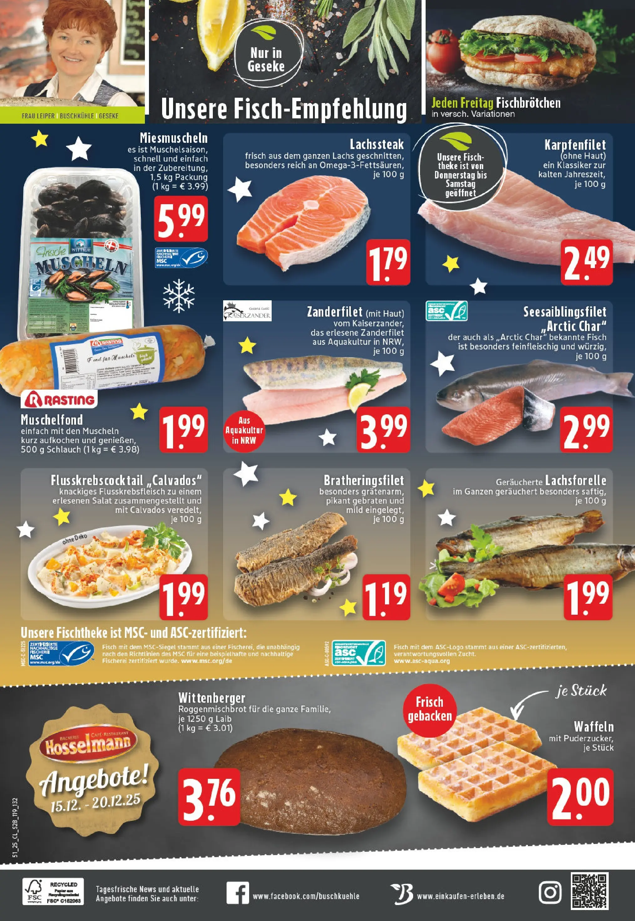 Edeka prospekt Rüthen	 (ab 15.12.2025) » Angebote Online | Seite: 30 | Produkte: Waffeln, Lachs, Steak, Salat