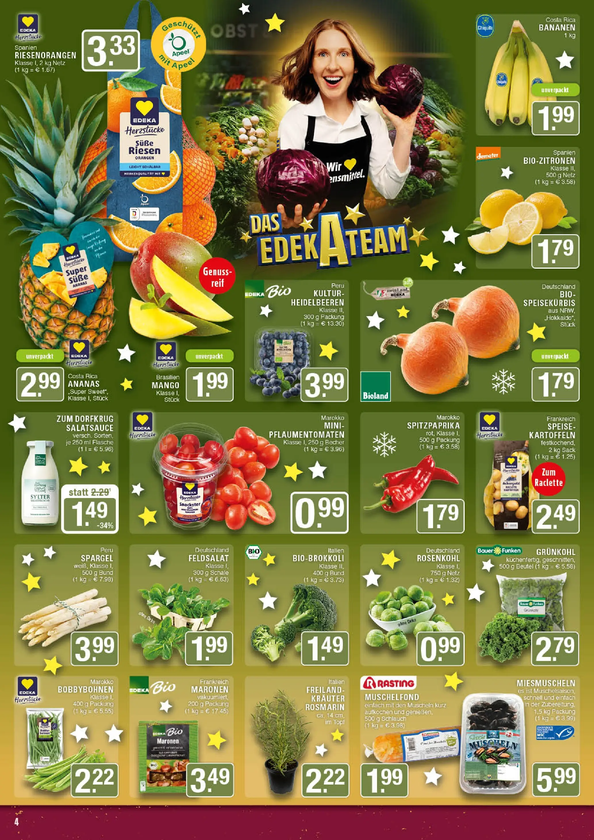 Edeka prospekt Marl	 (ab 15.12.2025) » Angebote Online | Seite: 4 | Produkte: Bananen, Orangen, Spargel, Kartoffeln