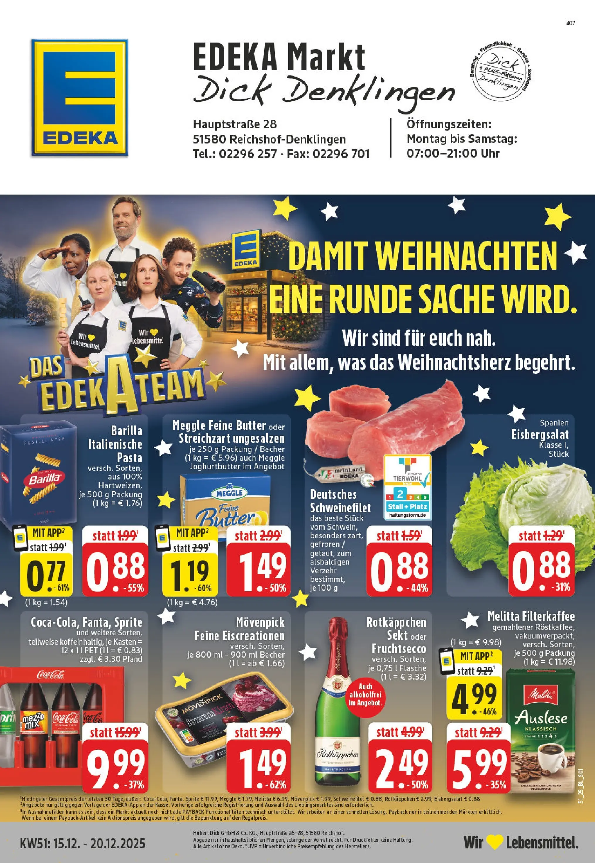 Edeka prospekt Reichshof - Denklingen	 (ab 15.12.2025) » Angebote Online | Seite: 1 | Produkte: Sprite, Butter, Sekt, Eisbergsalat