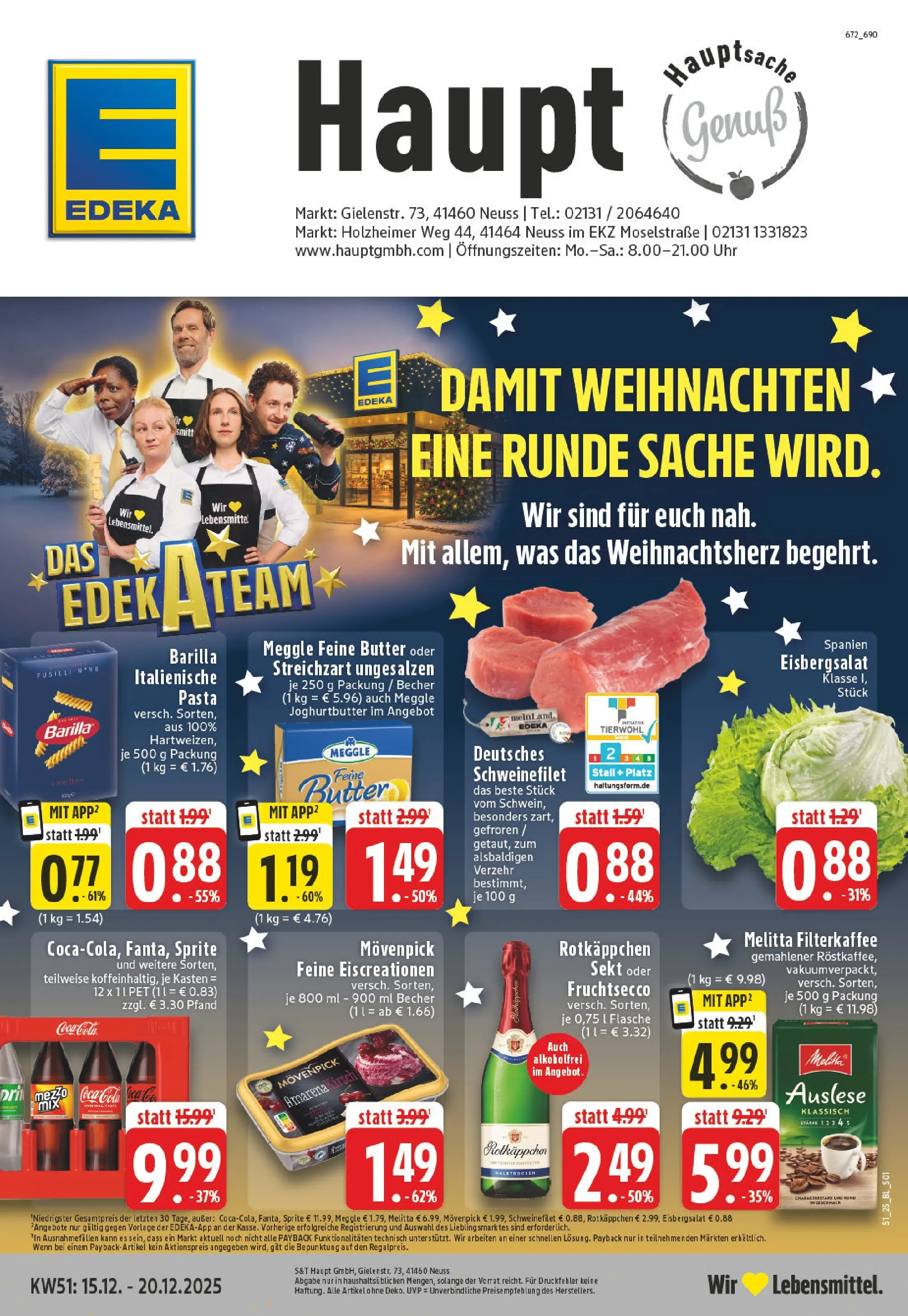 Edeka prospekt Neuss	 (ab 15.12.2025) » Angebote Online | Seite: 1 | Produkte: Coca cola, Cola, Butter, Pasta