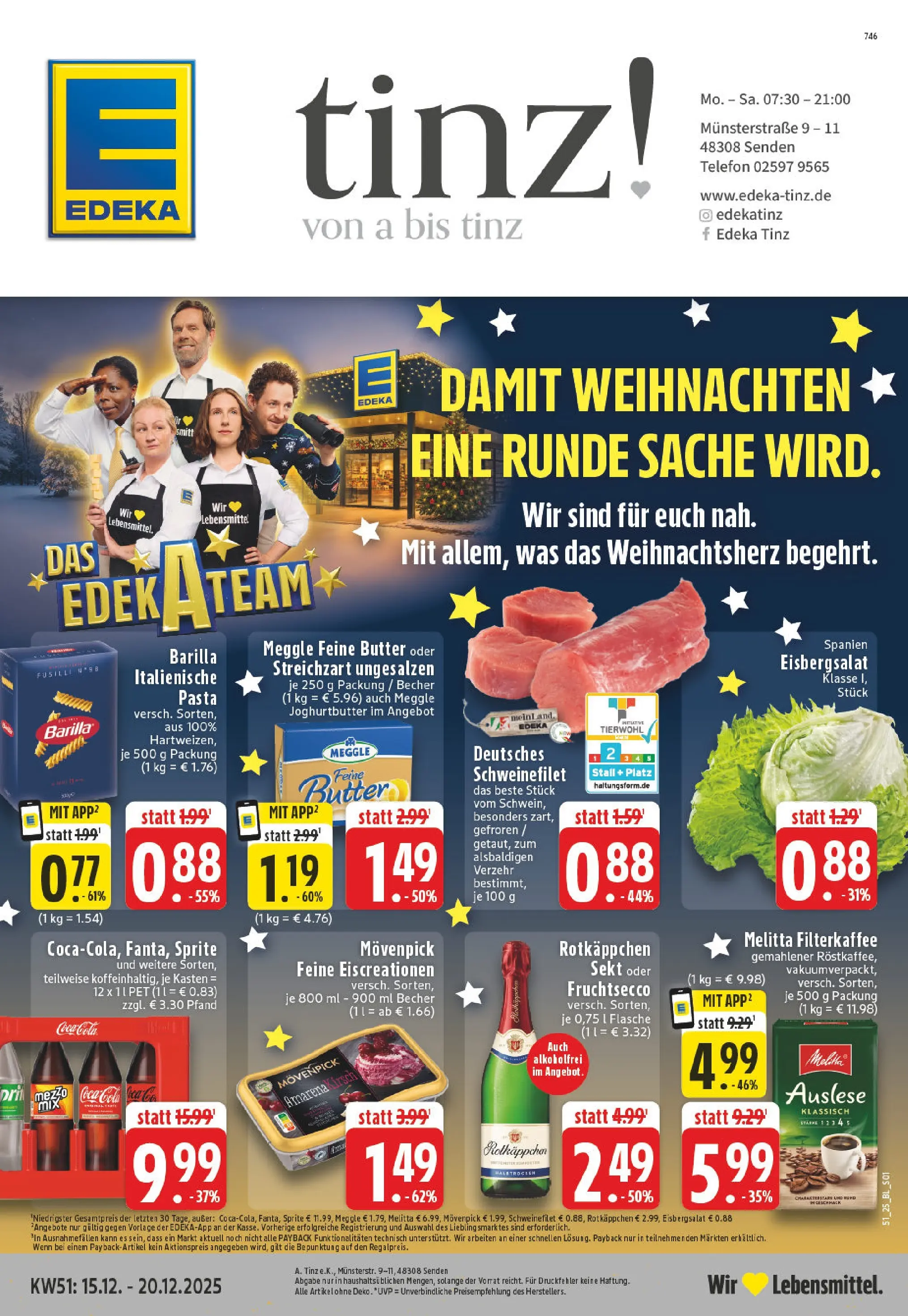 Edeka prospekt Senden	 (ab 15.12.2025) » Angebote Online | Seite: 1 | Produkte: Melitta, Coca cola, Cola, Eisbergsalat
