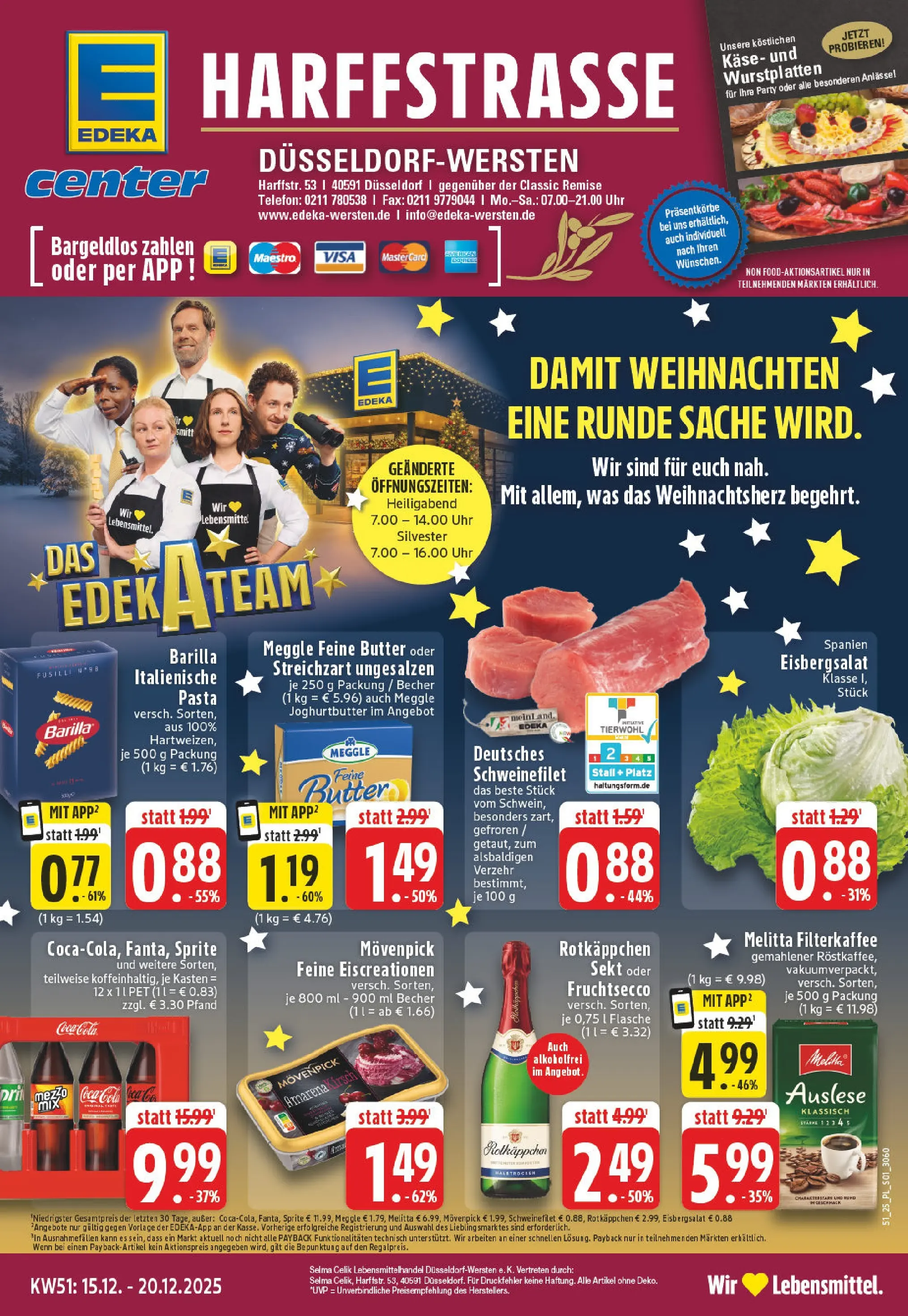 Edeka prospekt Düsseldorf	 (ab 15.12.2025) » Angebote Online | Seite: 1 | Produkte: Rotkappchen sekt, Barilla, Sekt, Telefon