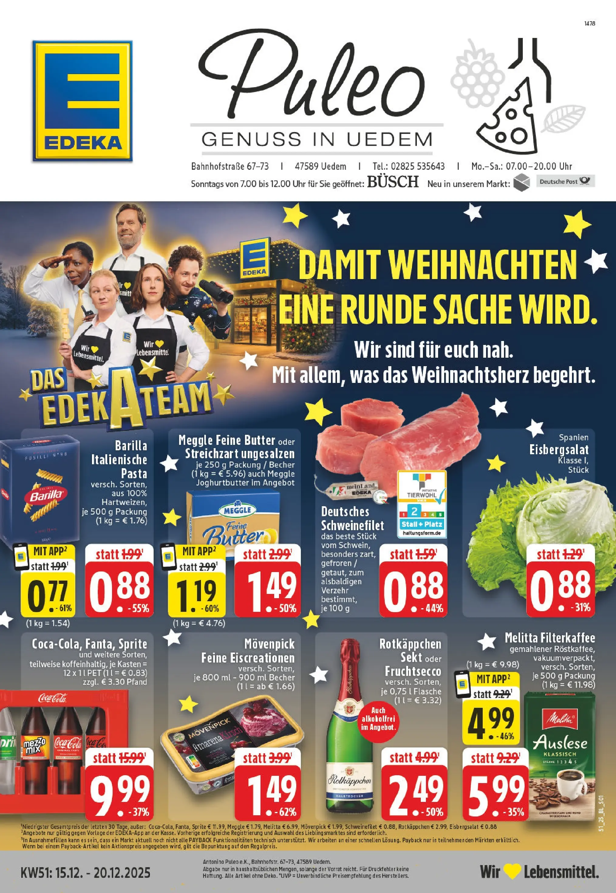 Edeka prospekt Uedem	 (ab 15.12.2025) » Angebote Online | Seite: 1 | Produkte: Sprite, Eisbergsalat, Schweinefilet, Uhr