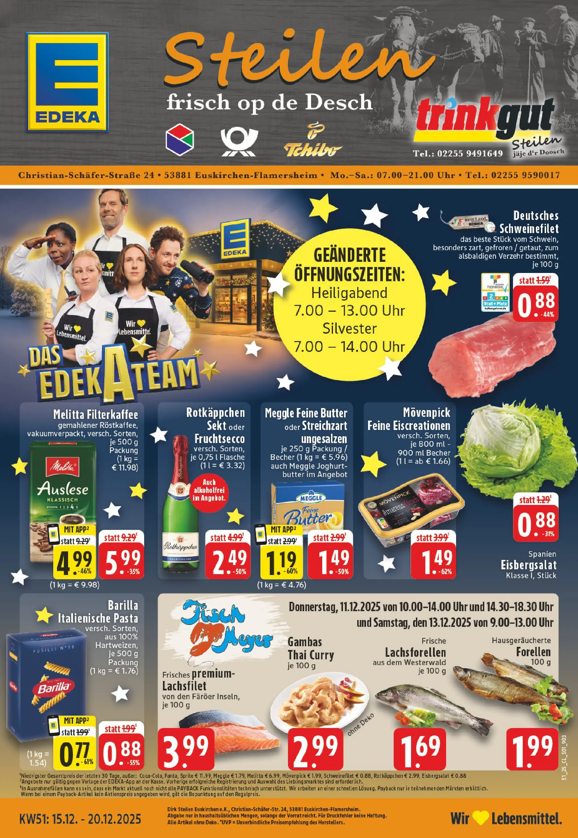 Edeka prospekt Euskirchen	 (ab 15.12.2025) » Angebote Online | Seite: 1 | Produkte: Rotkappchen sekt, Melitta, Joghurt, Fisch