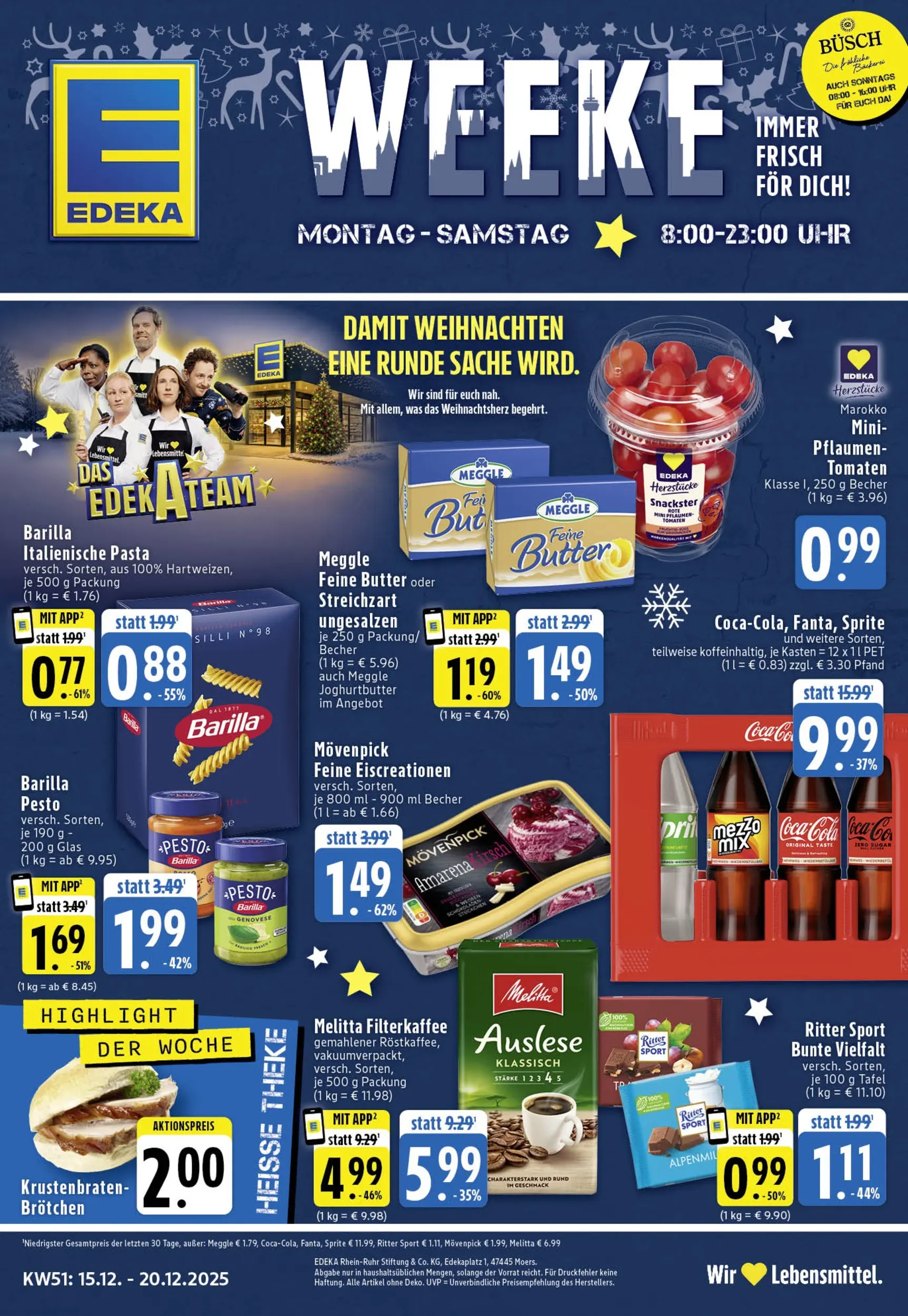 Edeka prospekt Köln	 (ab 15.12.2025) » Angebote Online | Seite: 1 | Produkte: Barilla pesto, Ritter sport, Tomaten, Pasta
