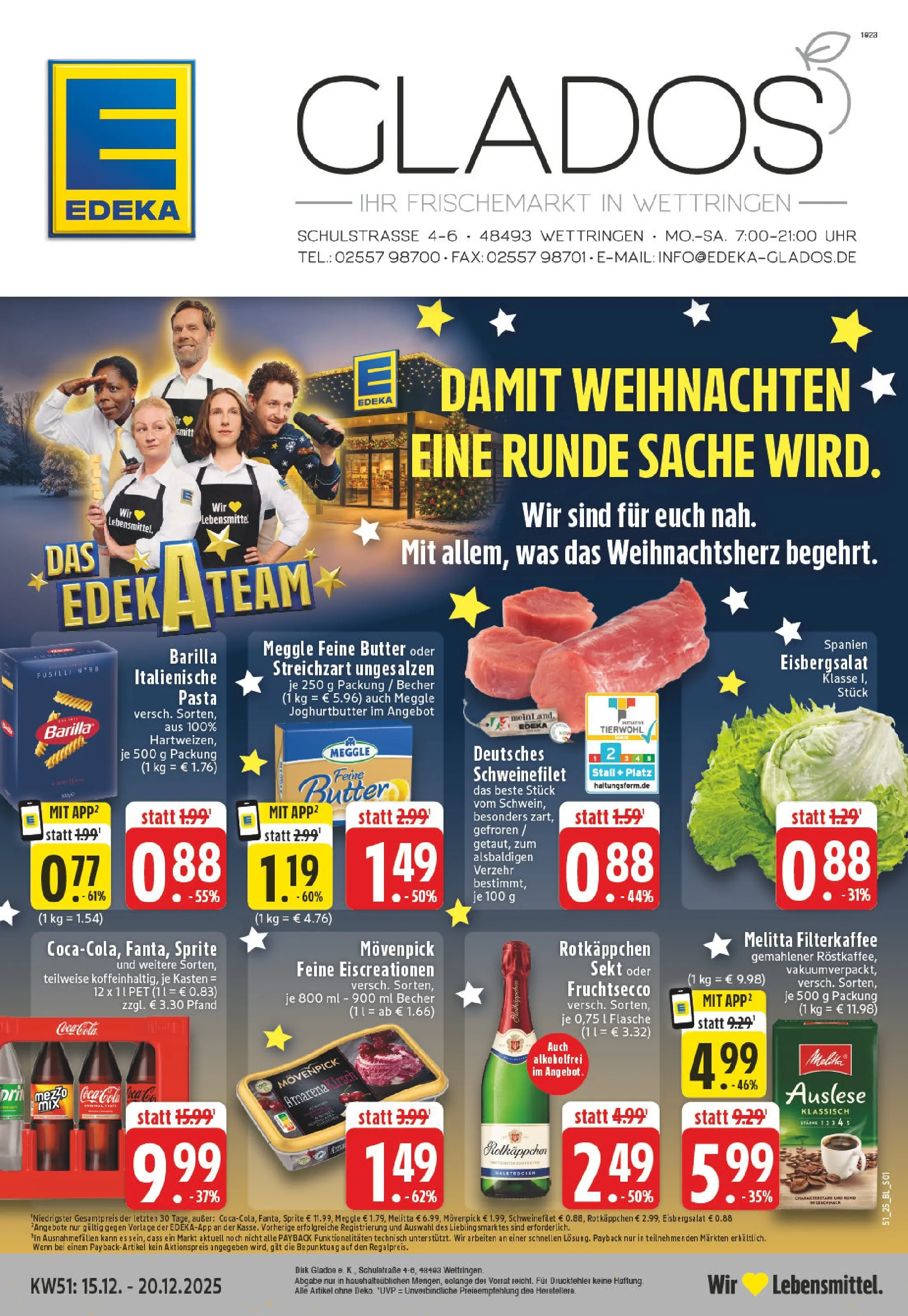 Edeka prospekt Wettringen	 (ab 15.12.2025) » Angebote Online | Seite: 1 | Produkte: Sprite, Cola, Rotkäppchen, Pasta