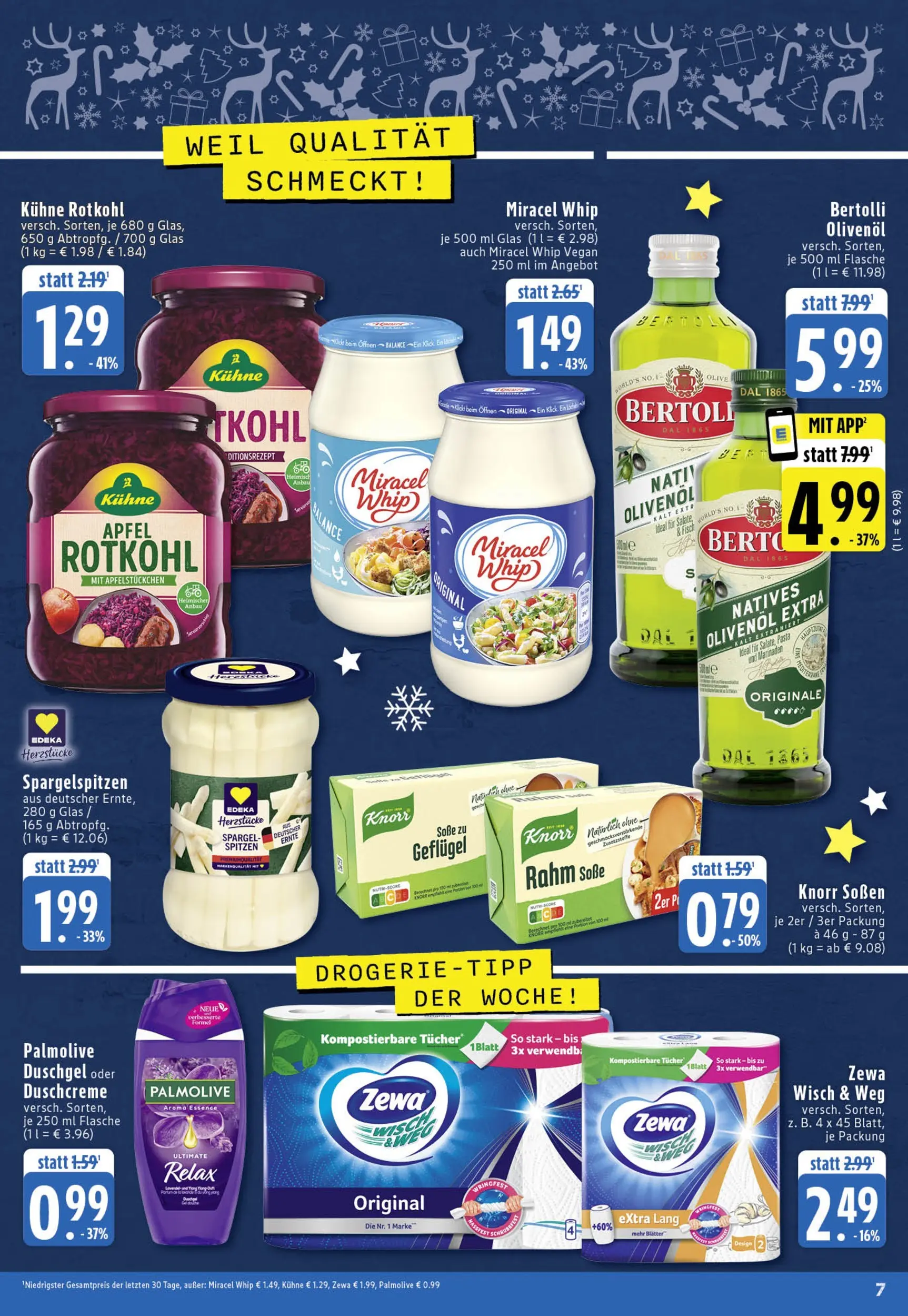 Edeka prospekt Köln	 (ab 15.12.2025) » Angebote Online | Seite: 7 | Produkte: Bertolli olivenol, Knorr, Miracel whip, Fisch