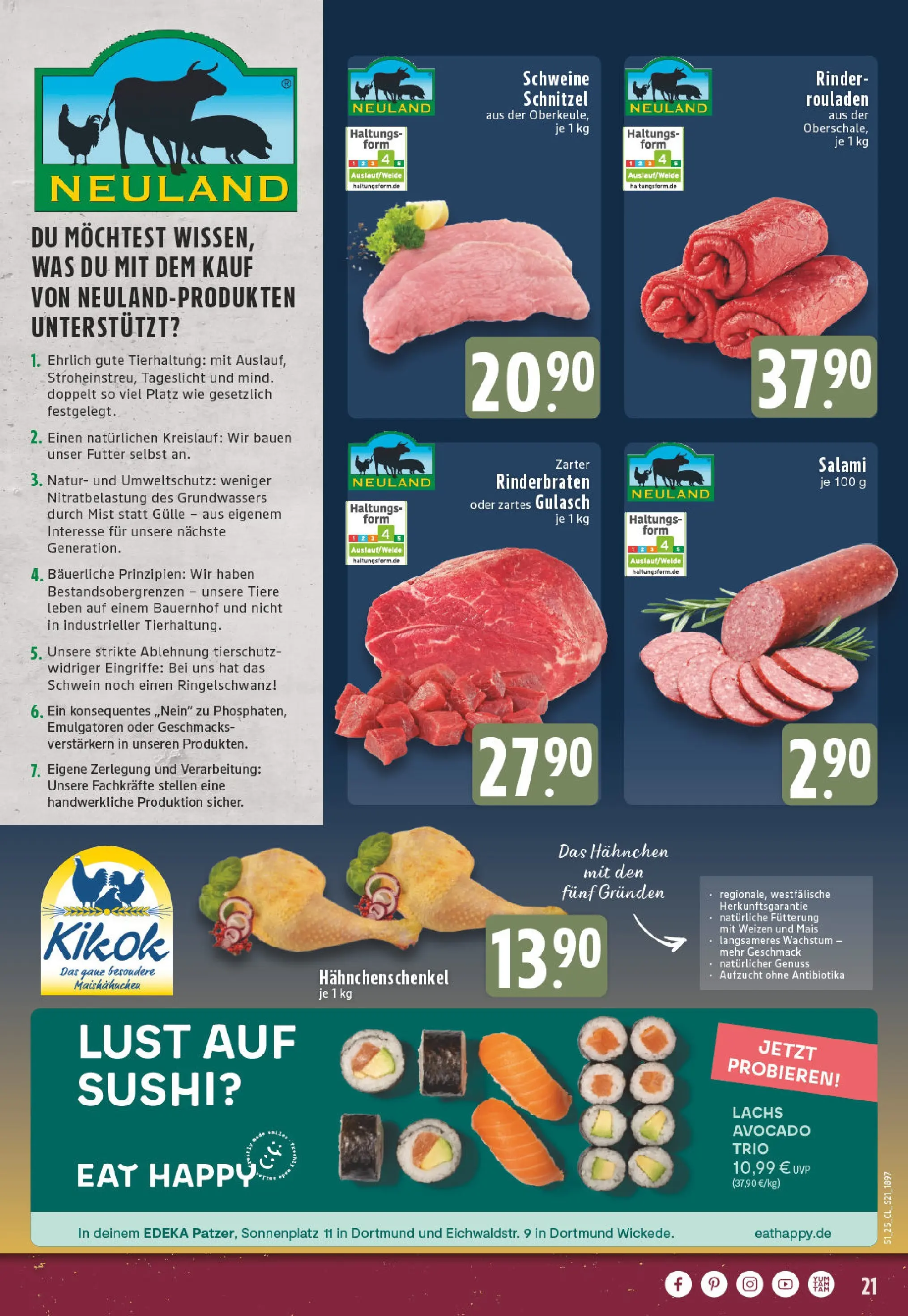 Edeka prospekt Dortmund - Wickede	 (ab 15.12.2025) » Angebote Online | Seite: 21 | Produkte: Rinderbraten, Hahnchenschenkel, Lachs, Gulasch