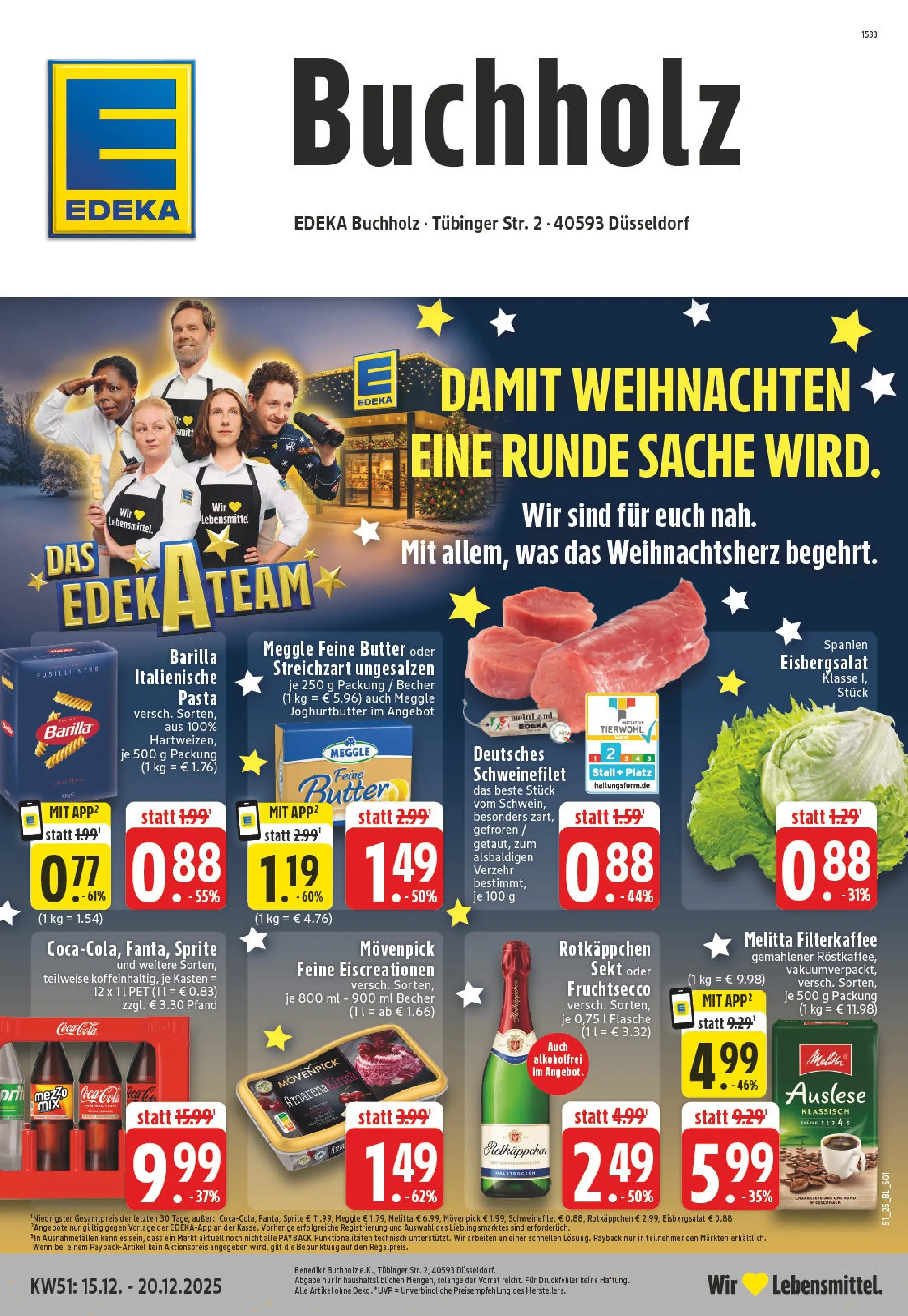 Edeka prospekt Düsseldorf	 (ab 15.12.2025) » Angebote Online | Seite: 1 | Produkte: Coca cola, Cola, Butter, Fruchtsecco