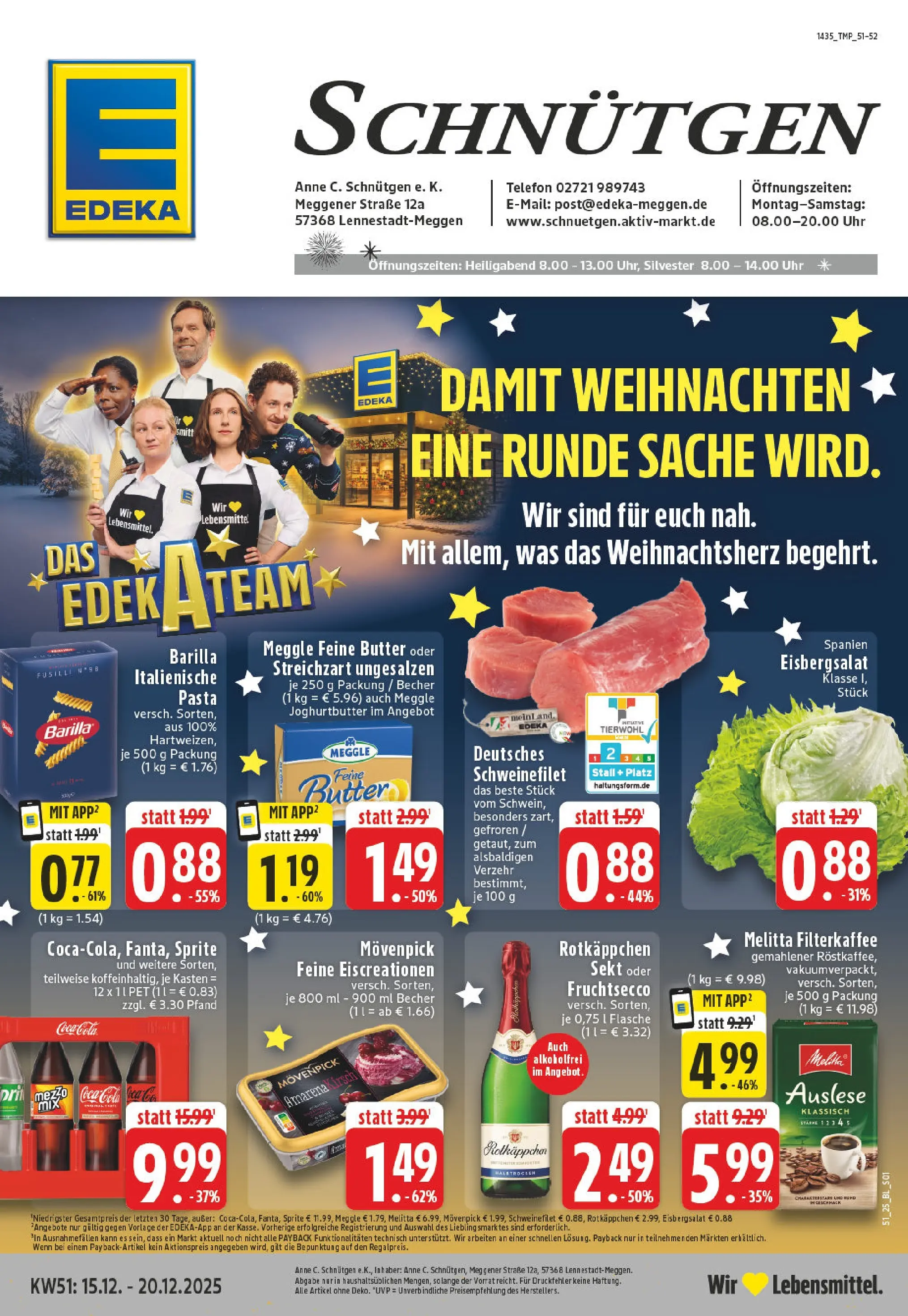 Edeka prospekt Lennestadt	 (ab 15.12.2025) » Angebote Online | Seite: 1 | Produkte: Rotkappchen sekt, Melitta, Butter, Fruchtsecco