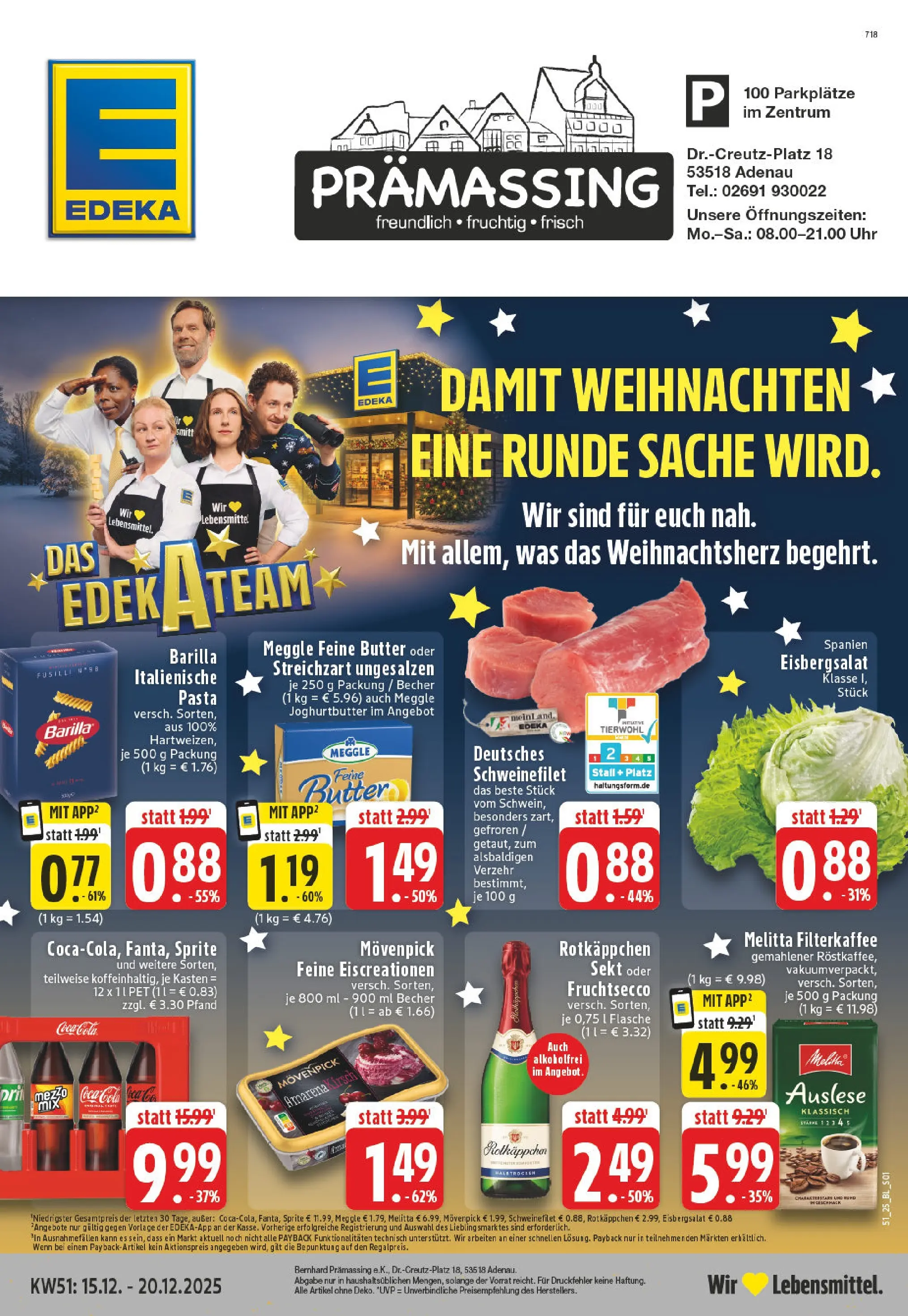 Edeka prospekt Adenau / Eifel	 (ab 15.12.2025) » Angebote Online | Seite: 1 | Produkte: Coca cola, Cola, Schweinefilet, Rotkäppchen