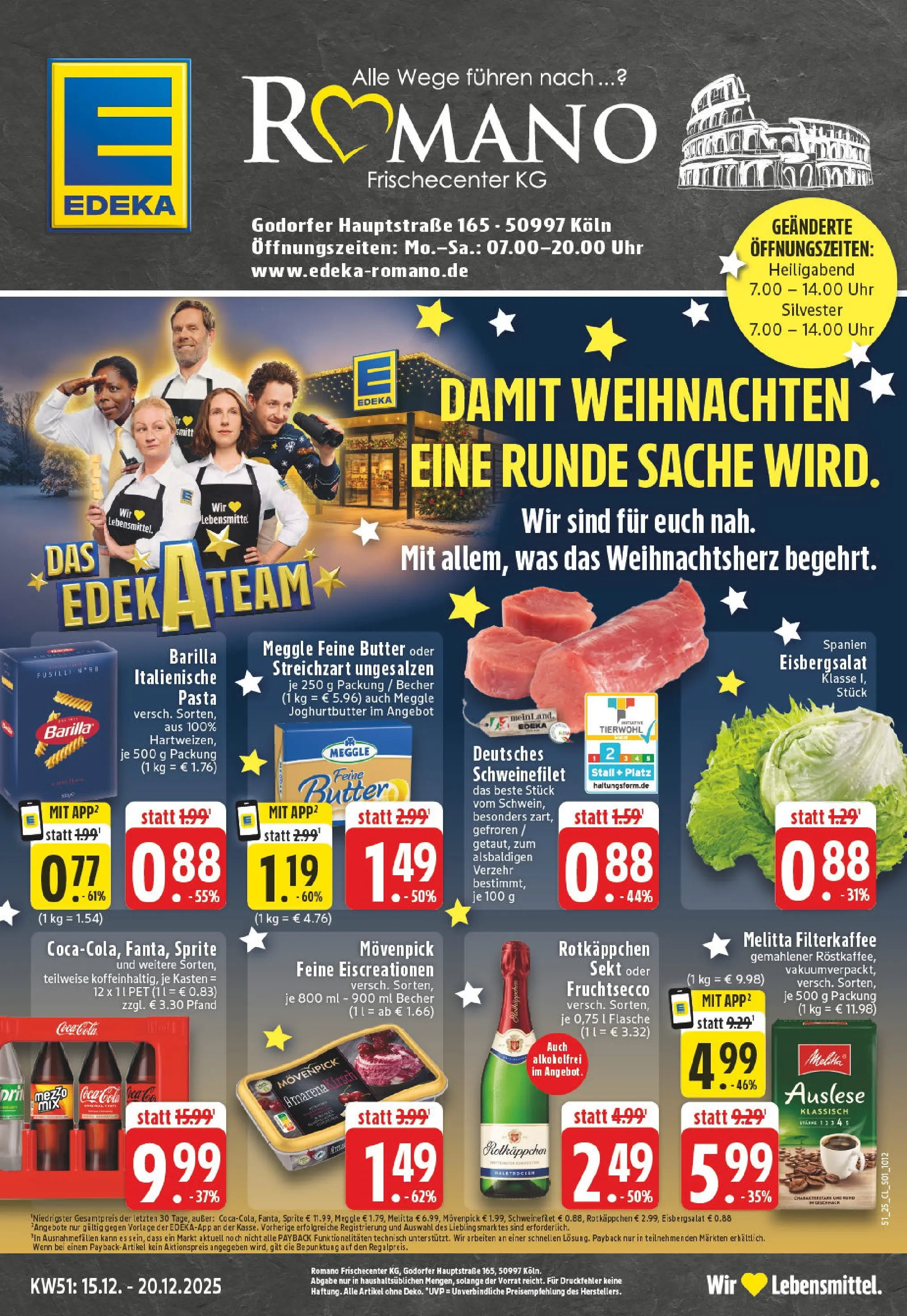 Edeka prospekt Köln-Godorf	 (ab 15.12.2025) » Angebote Online | Seite: 1 | Produkte: Barilla, Fruchtsecco, Rotkäppchen, Uhr