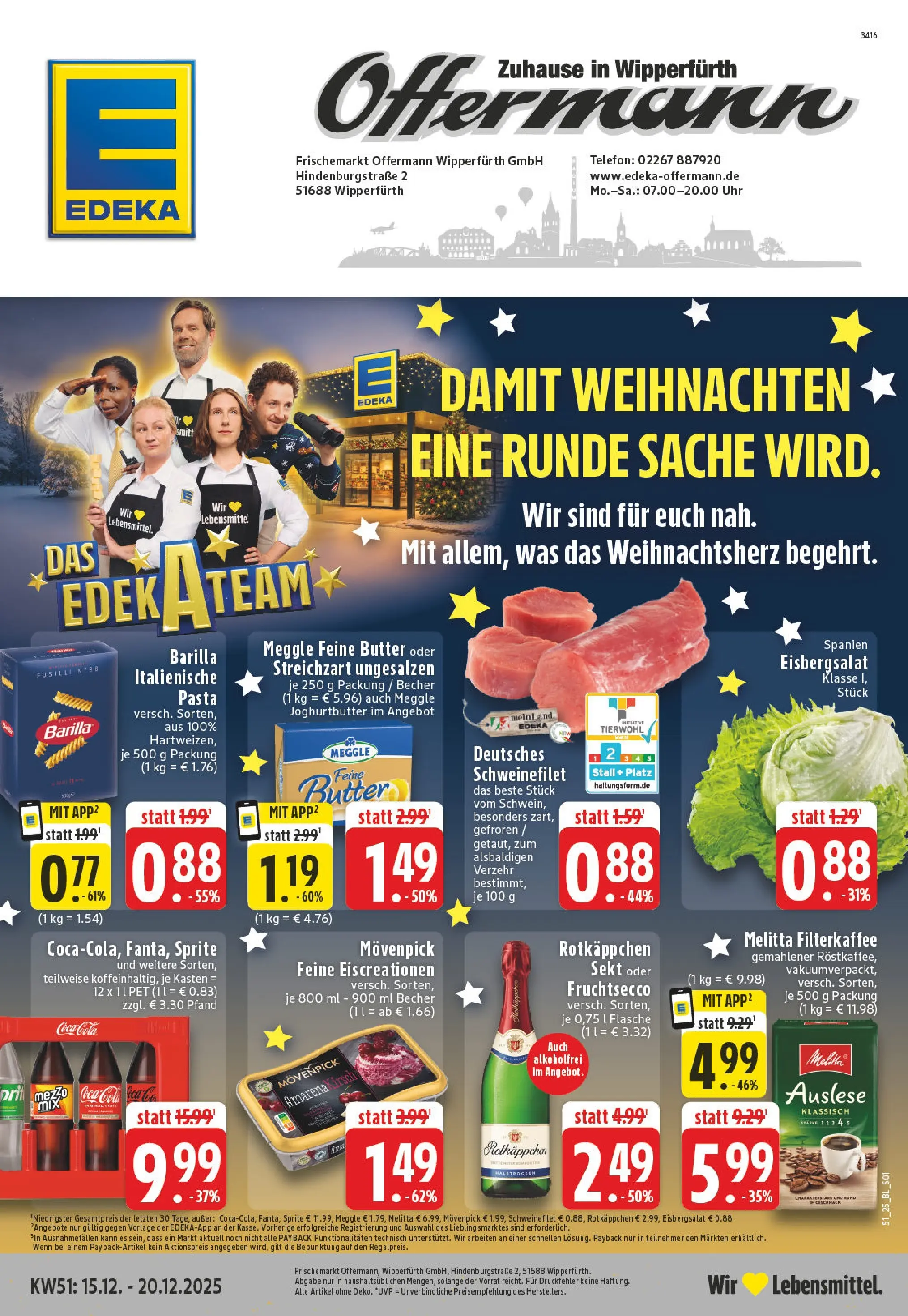 Edeka prospekt Wipperfürth	 (ab 15.12.2025) » Angebote Online | Seite: 1 | Produkte: Rotkappchen sekt, Coca cola, Barilla, Rotkäppchen
