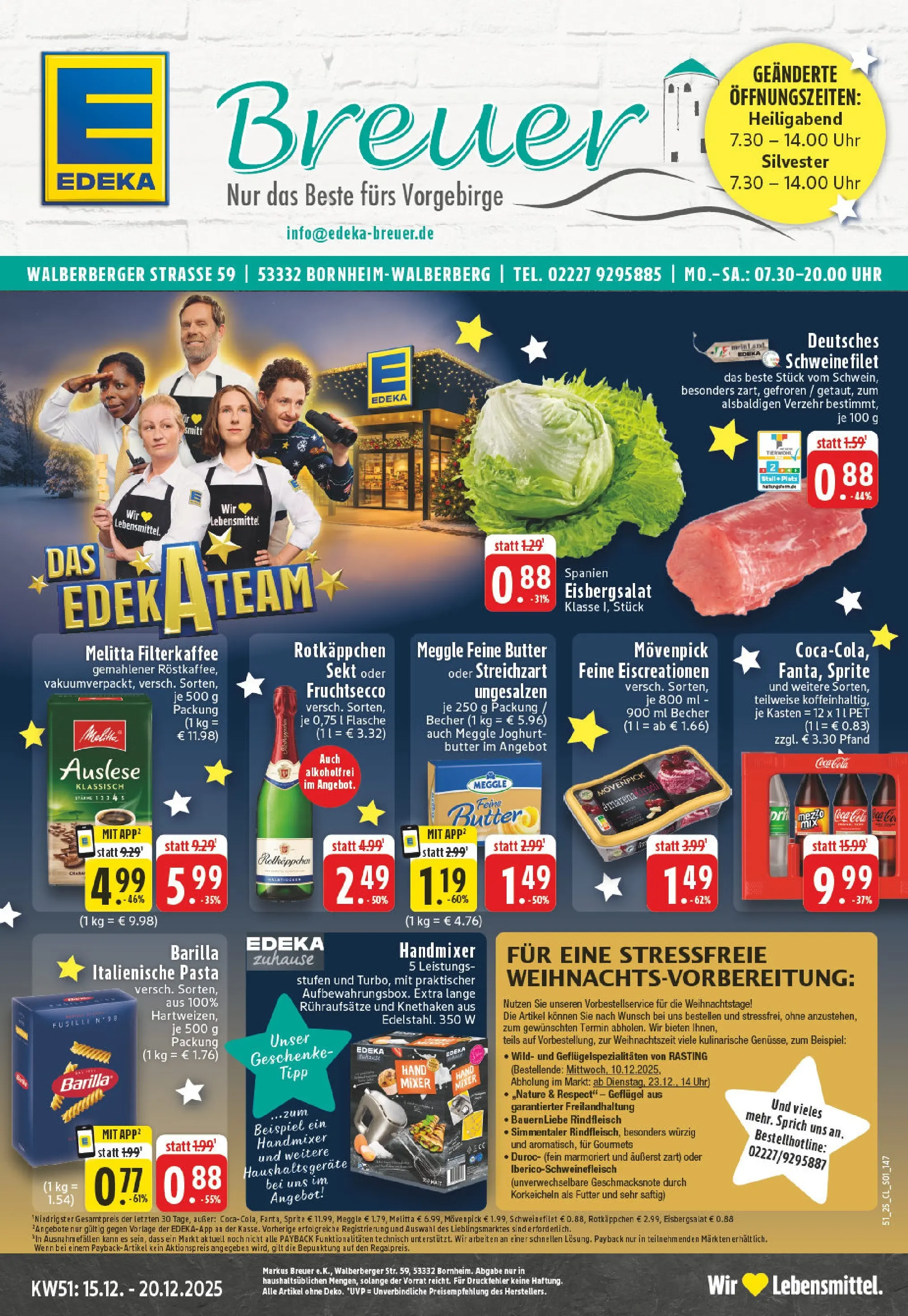 Edeka prospekt Bornheim-Walberberg	 (ab 15.12.2025) » Angebote Online | Seite: 1 | Produkte: Mixer, Coca cola, Fruchtsecco, Uhr