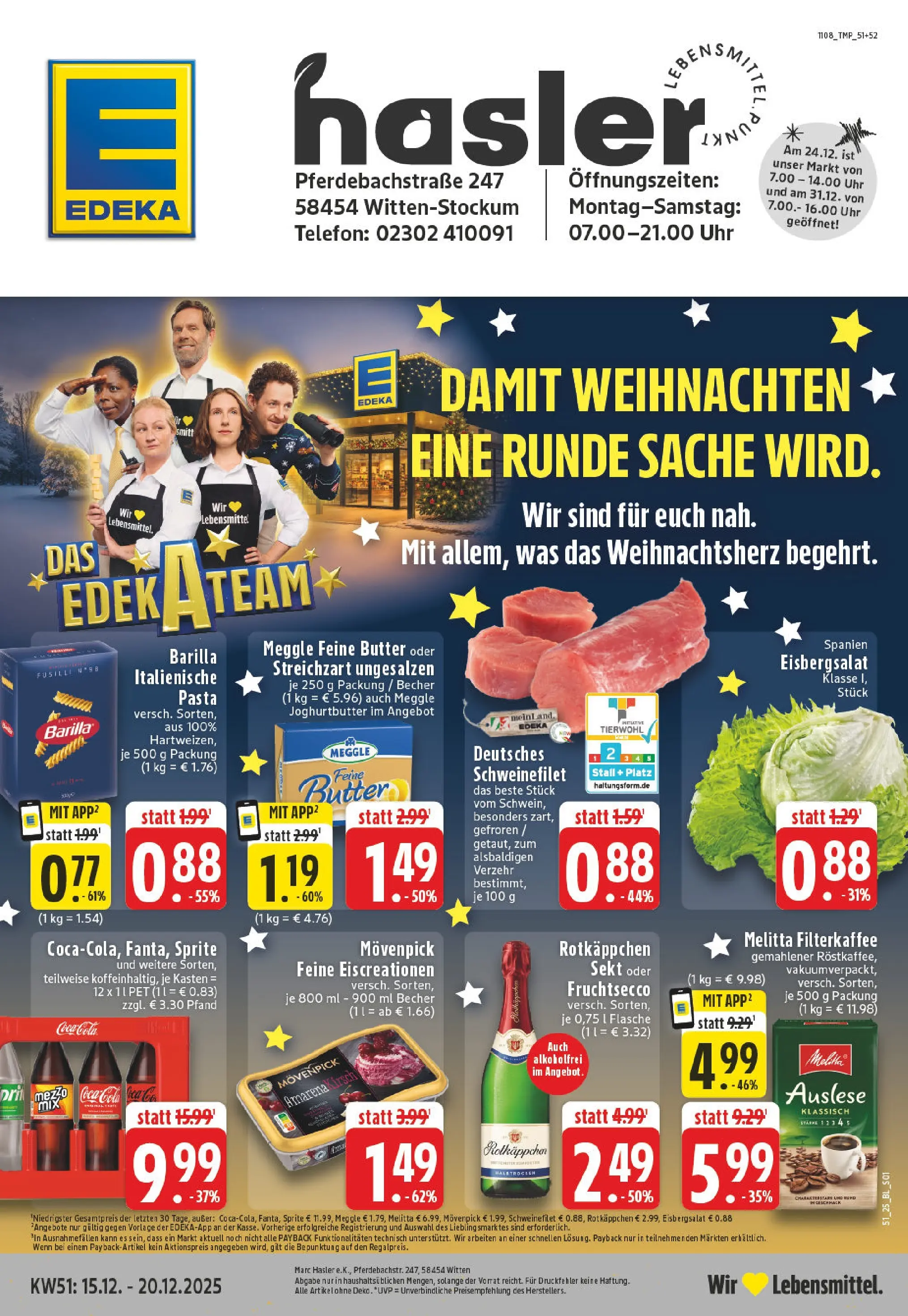 Edeka prospekt Witten	 (ab 15.12.2025) » Angebote Online | Seite: 1 | Produkte: Butter, Fruchtsecco, Schweinefilet, Uhr