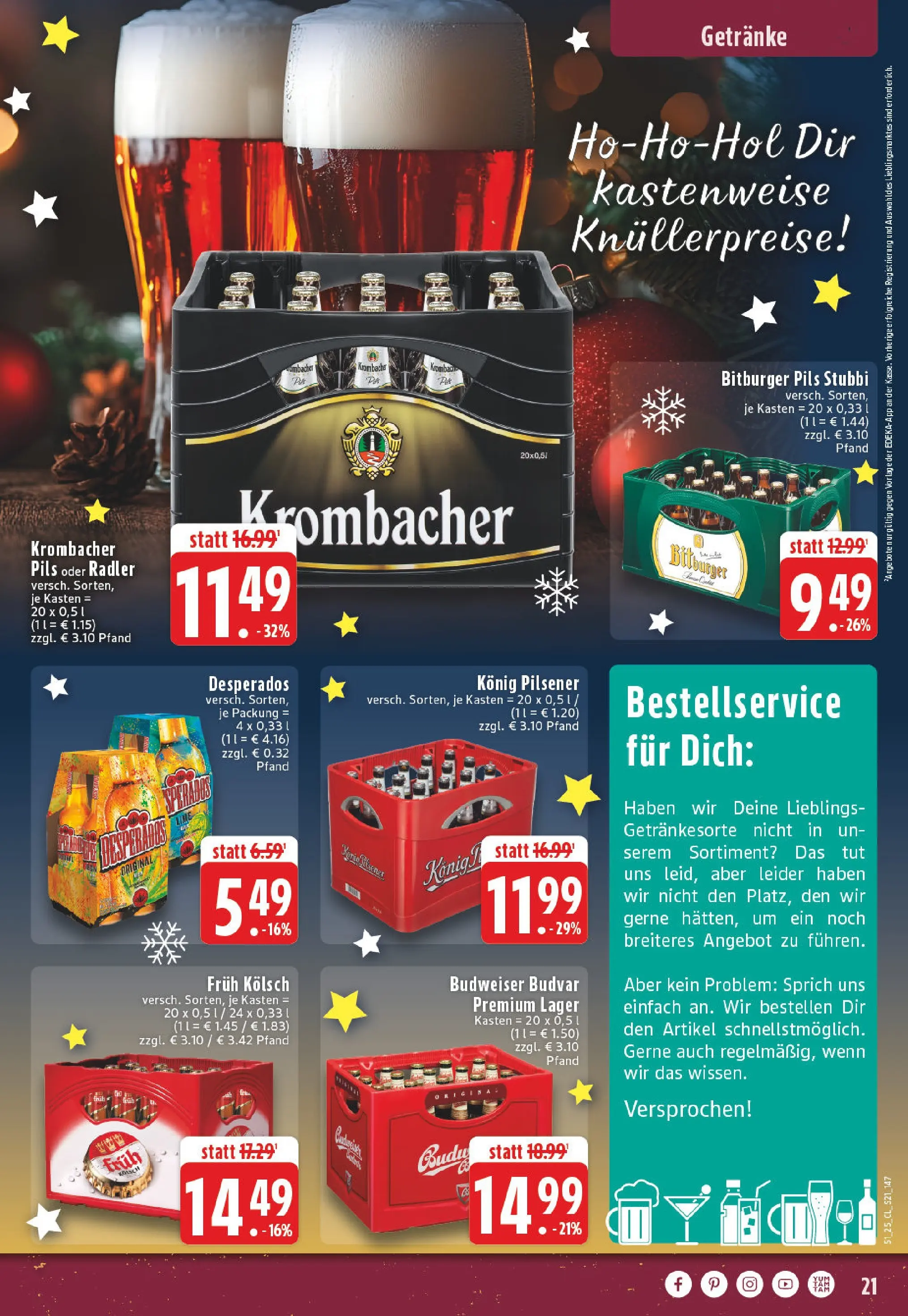 Edeka prospekt Bornheim-Walberberg	 (ab 15.12.2025) » Angebote Online | Seite: 21 | Produkte: Bitburger, Konig pilsener, Desperados, Krombacher