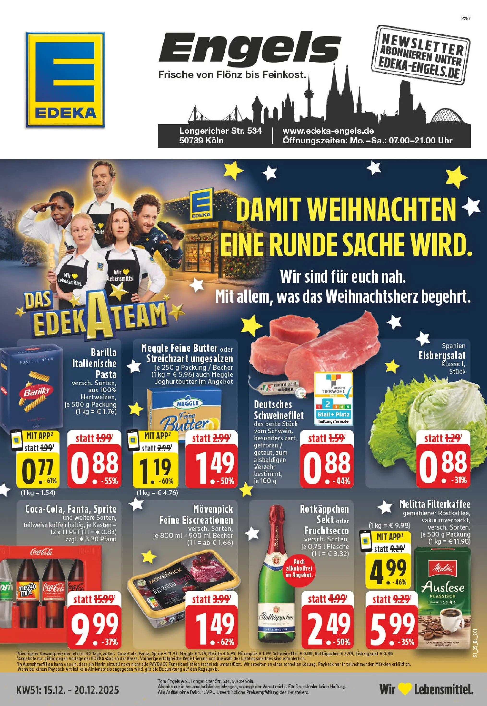 Edeka prospekt Köln-Longerich	 (ab 15.12.2025) » Angebote Online | Seite: 1 | Produkte: Sekt, Eisbergsalat, Rotkäppchen, Pasta