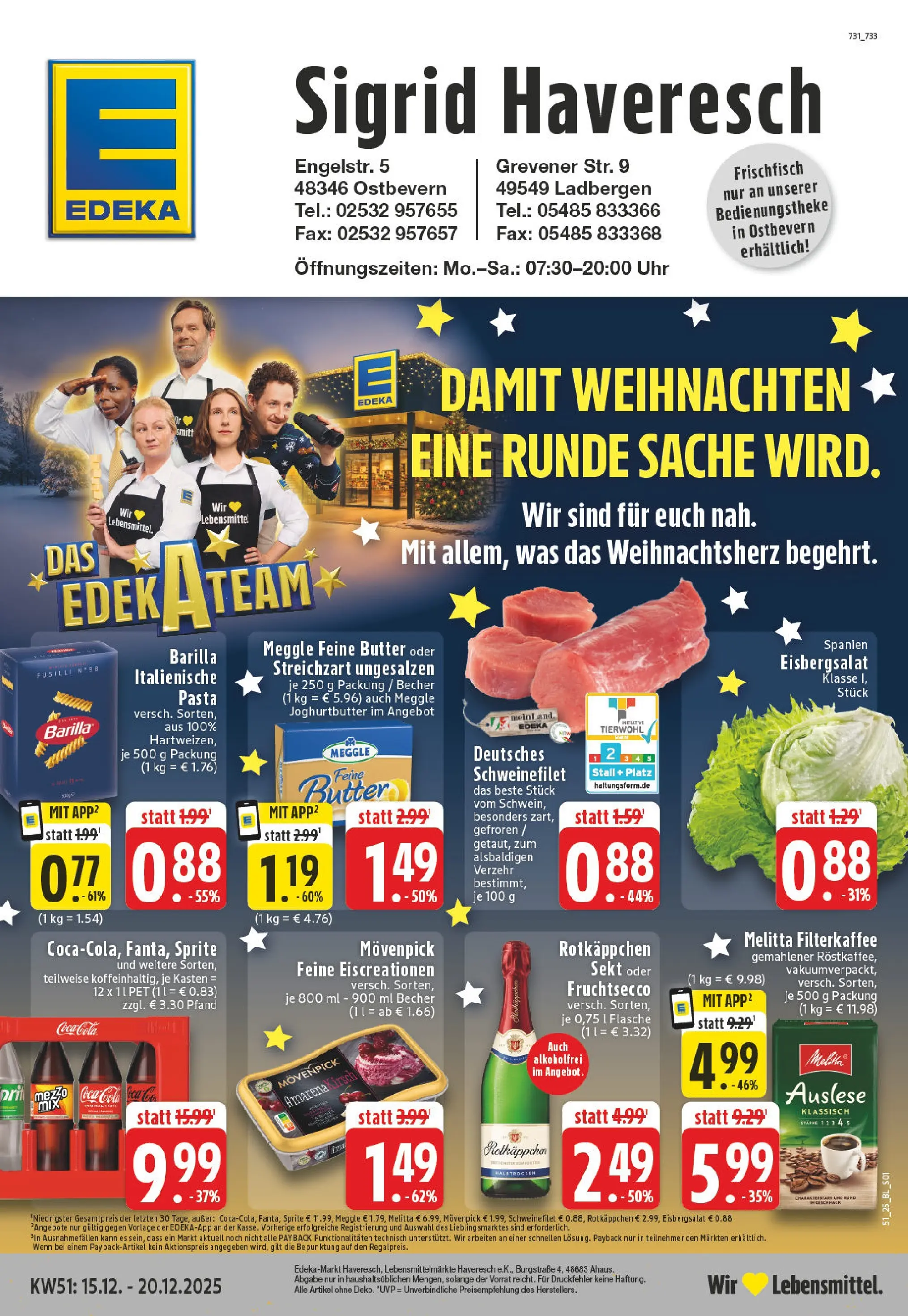Edeka prospekt Ladbergen	 (ab 15.12.2025) » Angebote Online | Seite: 1 | Produkte: Rotkappchen sekt, Butter, Barilla, Pasta