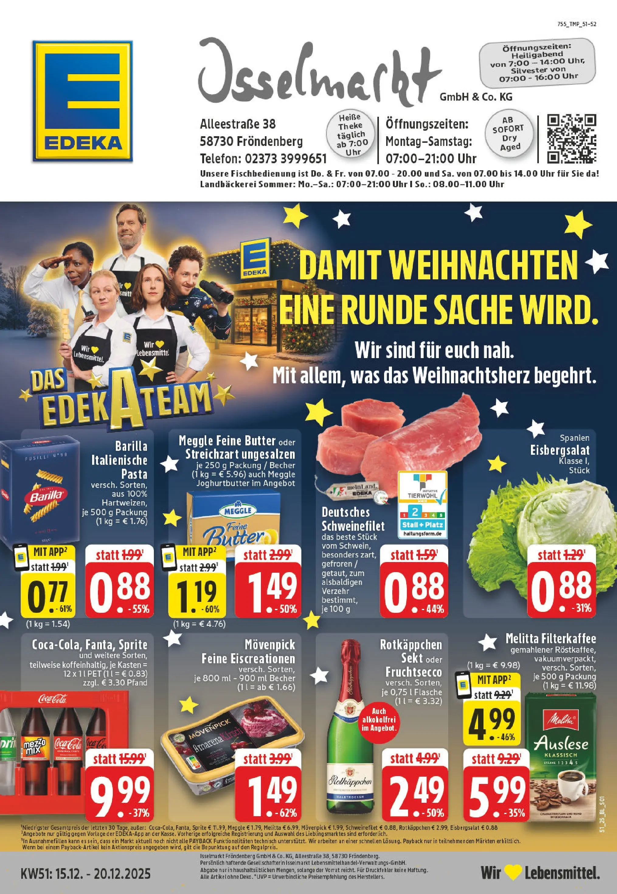 Edeka prospekt Fröndenberg	 (ab 15.12.2025) » Angebote Online | Seite: 1 | Produkte: Barilla, Eisbergsalat, Pasta, Uhr