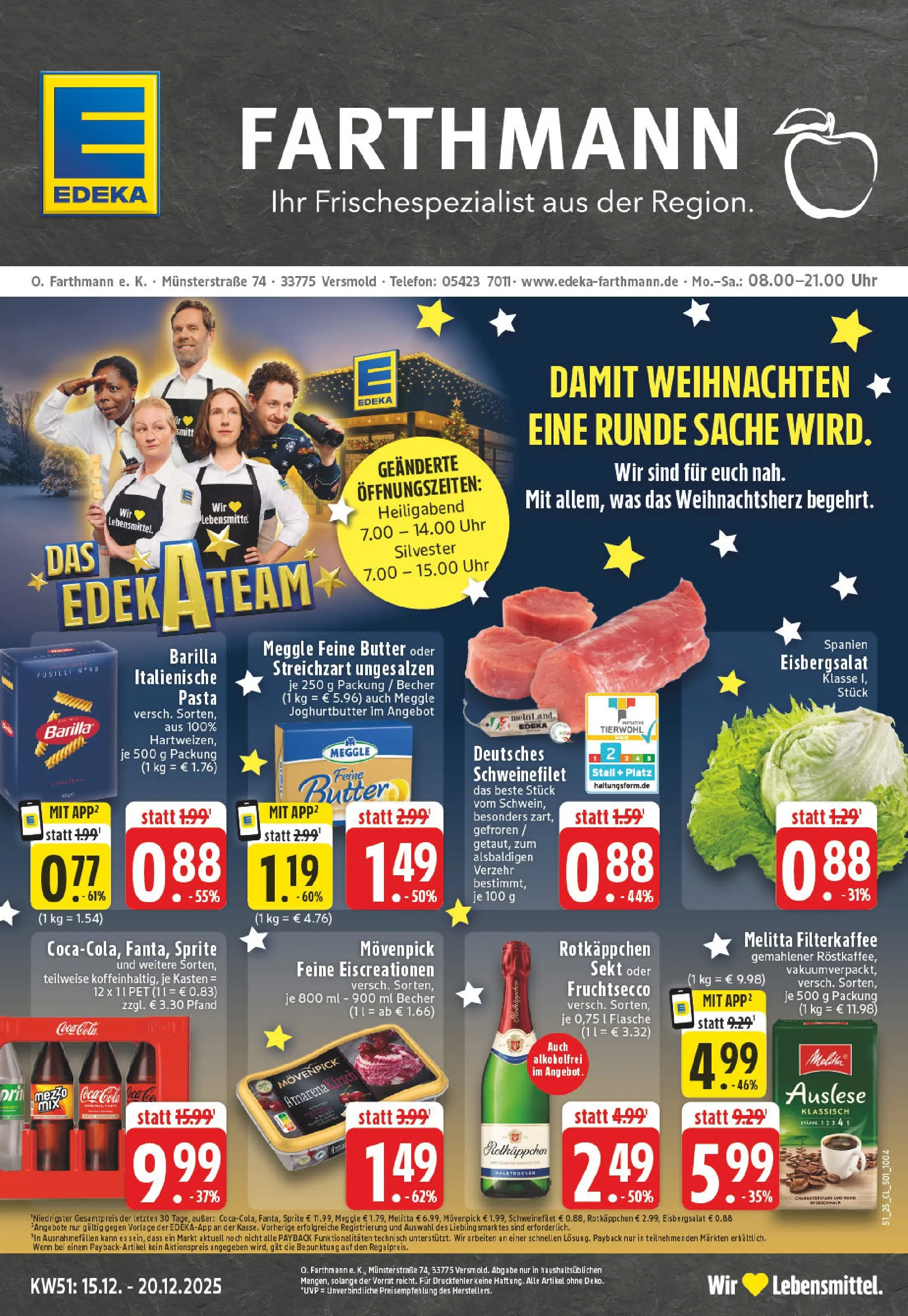 Edeka prospekt Versmold	 (ab 15.12.2025) » Angebote Online | Seite: 1 | Produkte: Sekt, Eisbergsalat, Pasta, Telefon