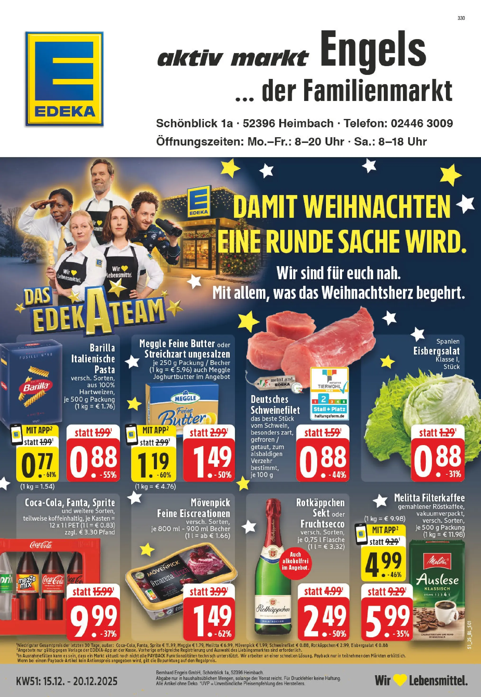 Edeka prospekt Heimbach	 (ab 15.12.2025) » Angebote Online | Seite: 1 | Produkte: Melitta, Barilla, Sekt, Eisbergsalat