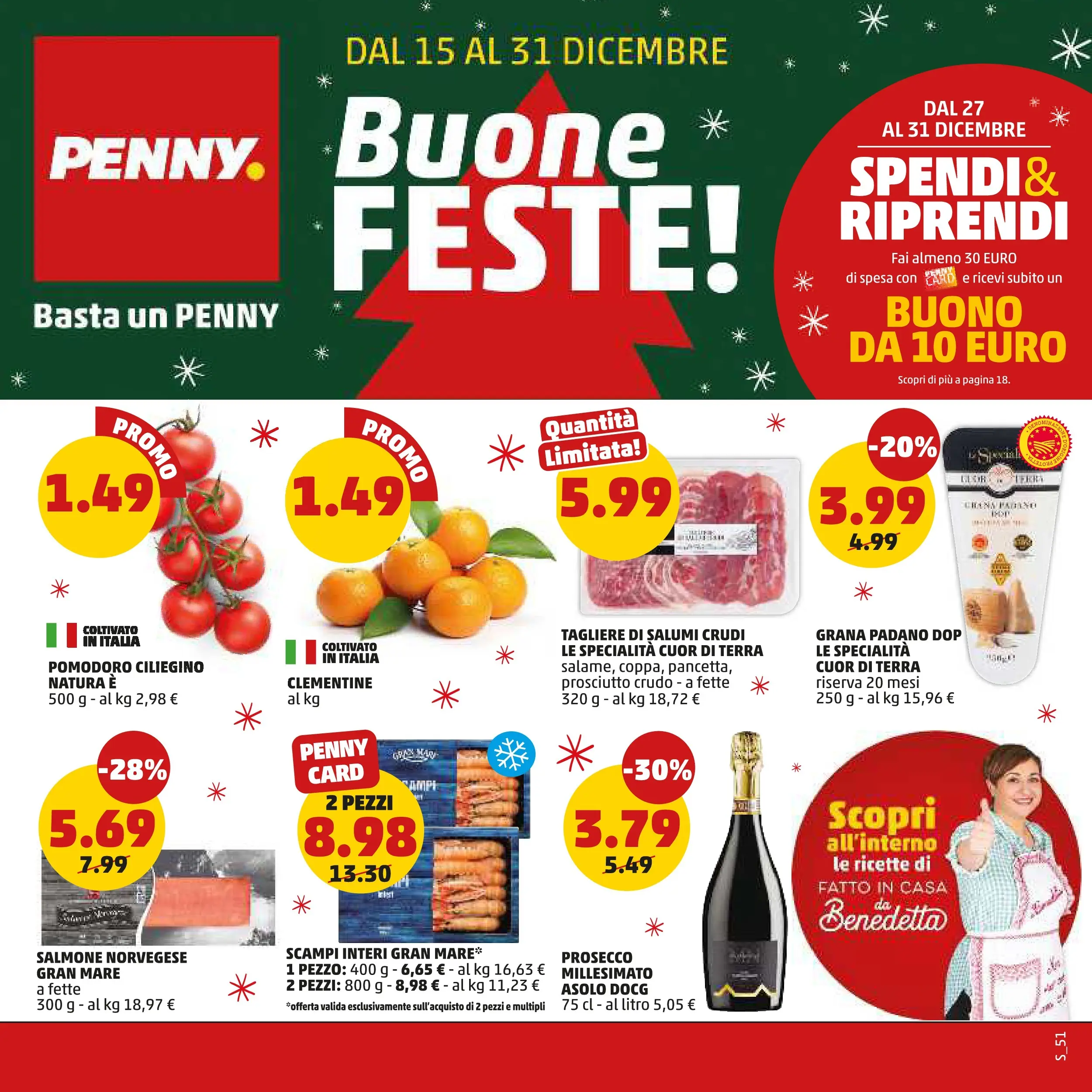 Volantino PENNY dal 15/12/2025 anteprima > (PENNY - Buone feste!) | Pagina: 1 | Prodotti: Prosciutto Crudo, Salmone, Prosecco, Pomodoro