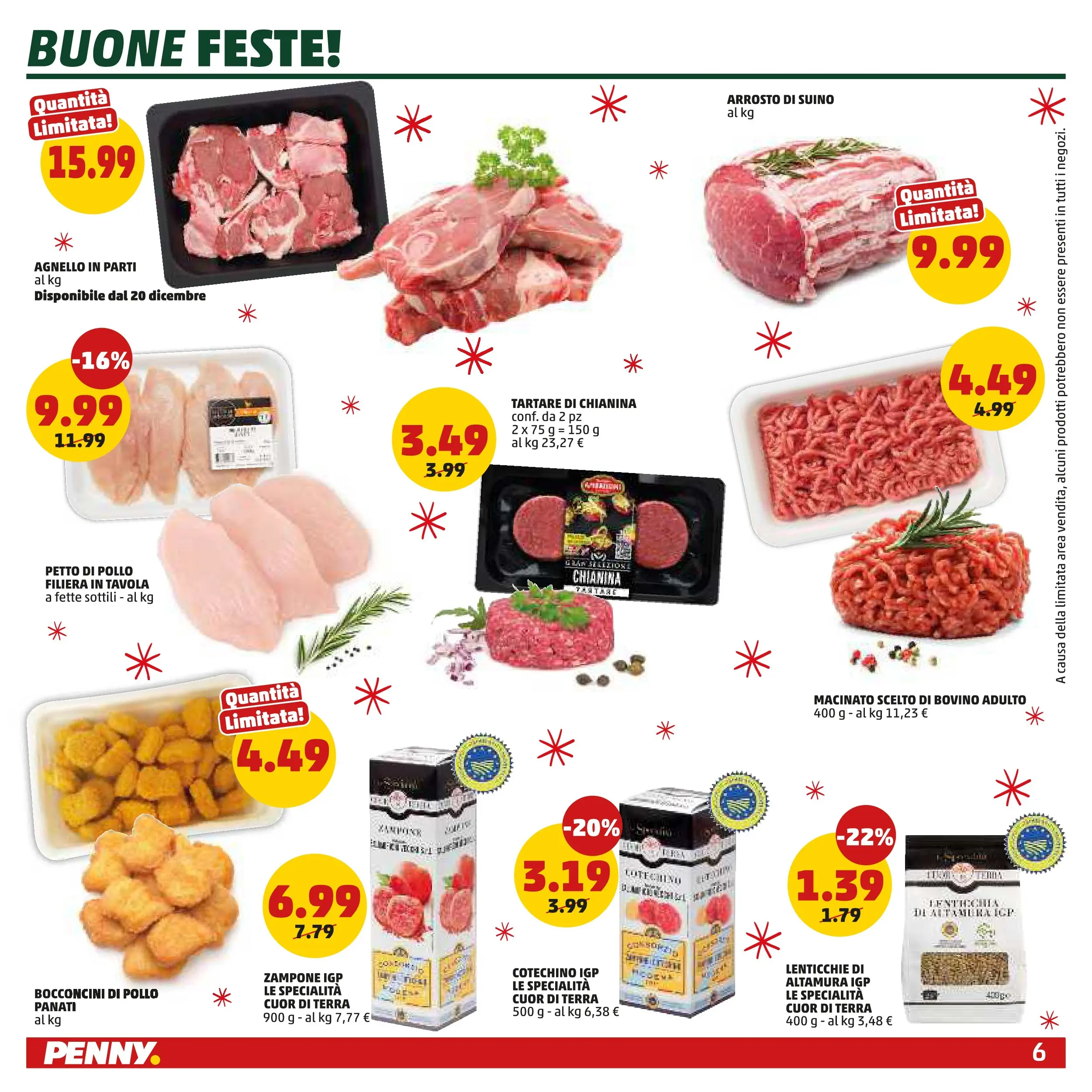 Volantino PENNY dal 15/12/2025 anteprima > (PENNY - Buone feste!) | Pagina: 6 | Prodotti: Bovino, Petto di Pollo, Agnello, Macinato