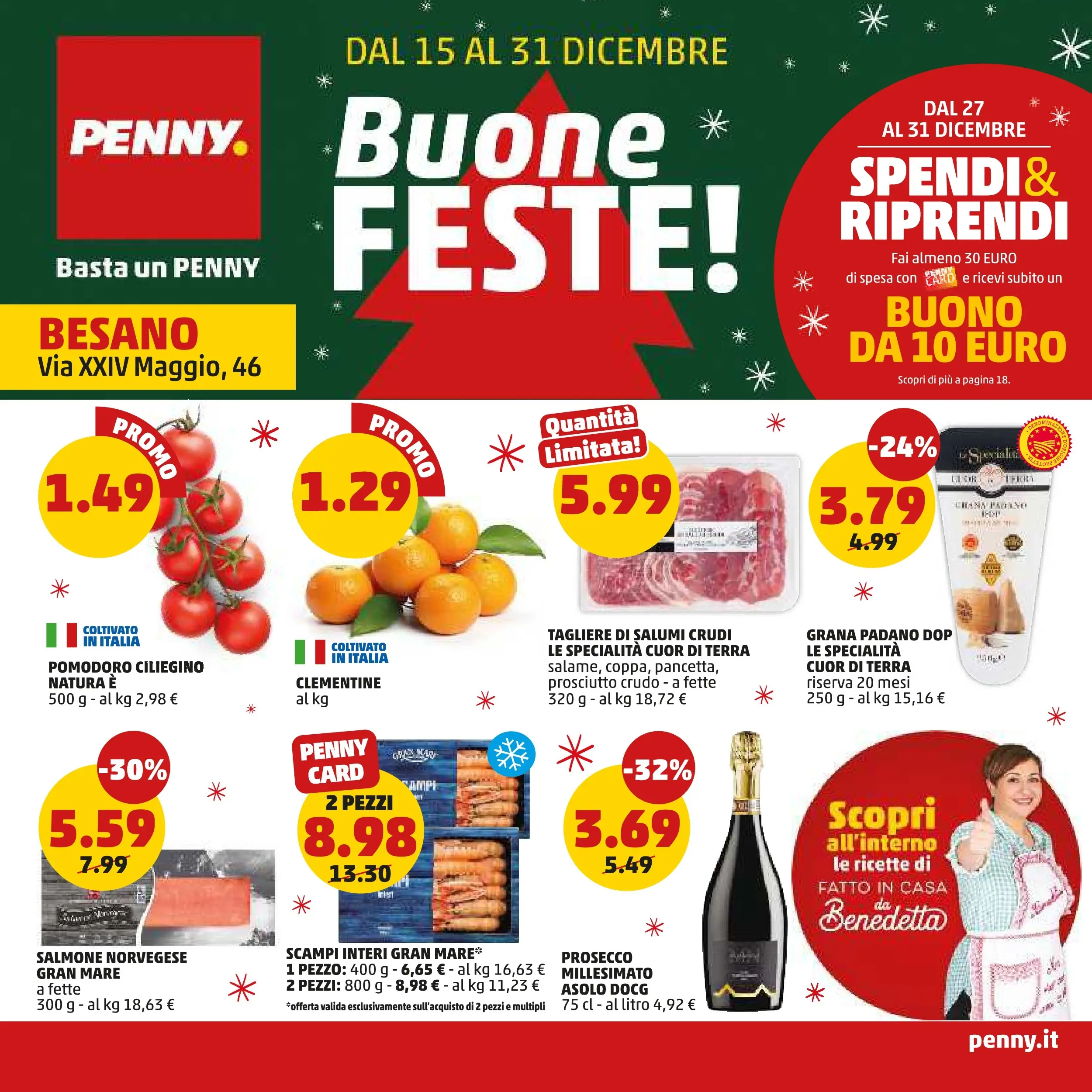 Volantino PENNY dal 15/12/2025 anteprima > (PENNY - Buone feste!) | Pagina: 1 | Prodotti: Salmone, Prosecco, Tagliere, Terra