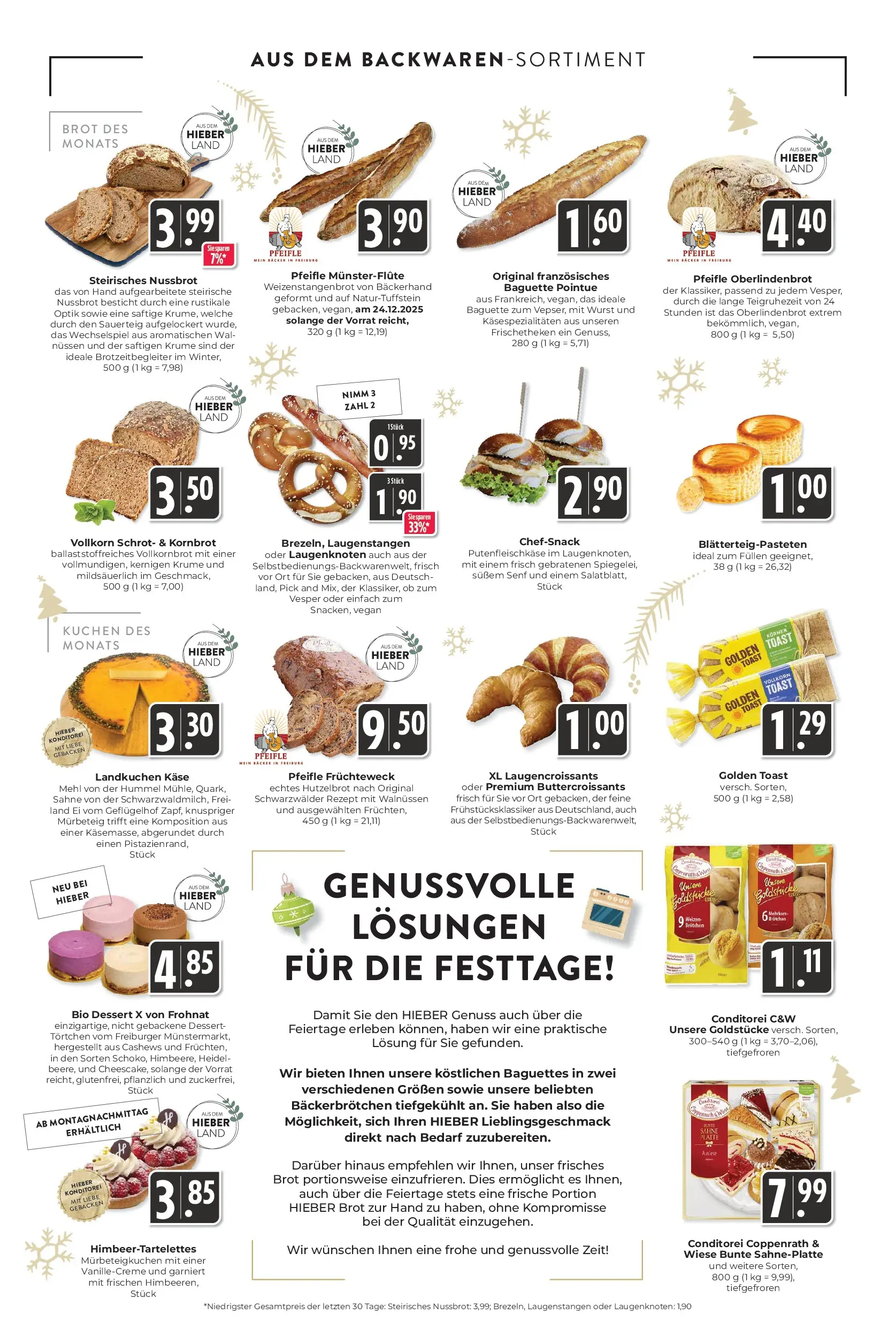 Entdecke - Hieber's Frischecenter: Meine Woche (ab 14.12.2025) zum Blättern | Seite: 9 | Produkte: Mehl, Toast, Vollkornbrot, Baguette