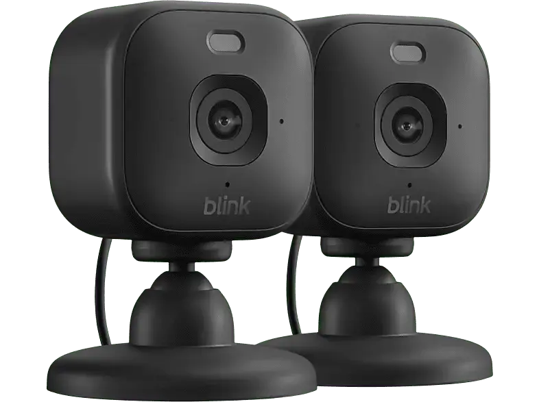 blink Mini 2K 2er Pack, Kamera (Anzahl Kameras: 2, für Innen + Außen, Nachtsichtfunktion, Netzbetrieb, Starr, Schwarz)