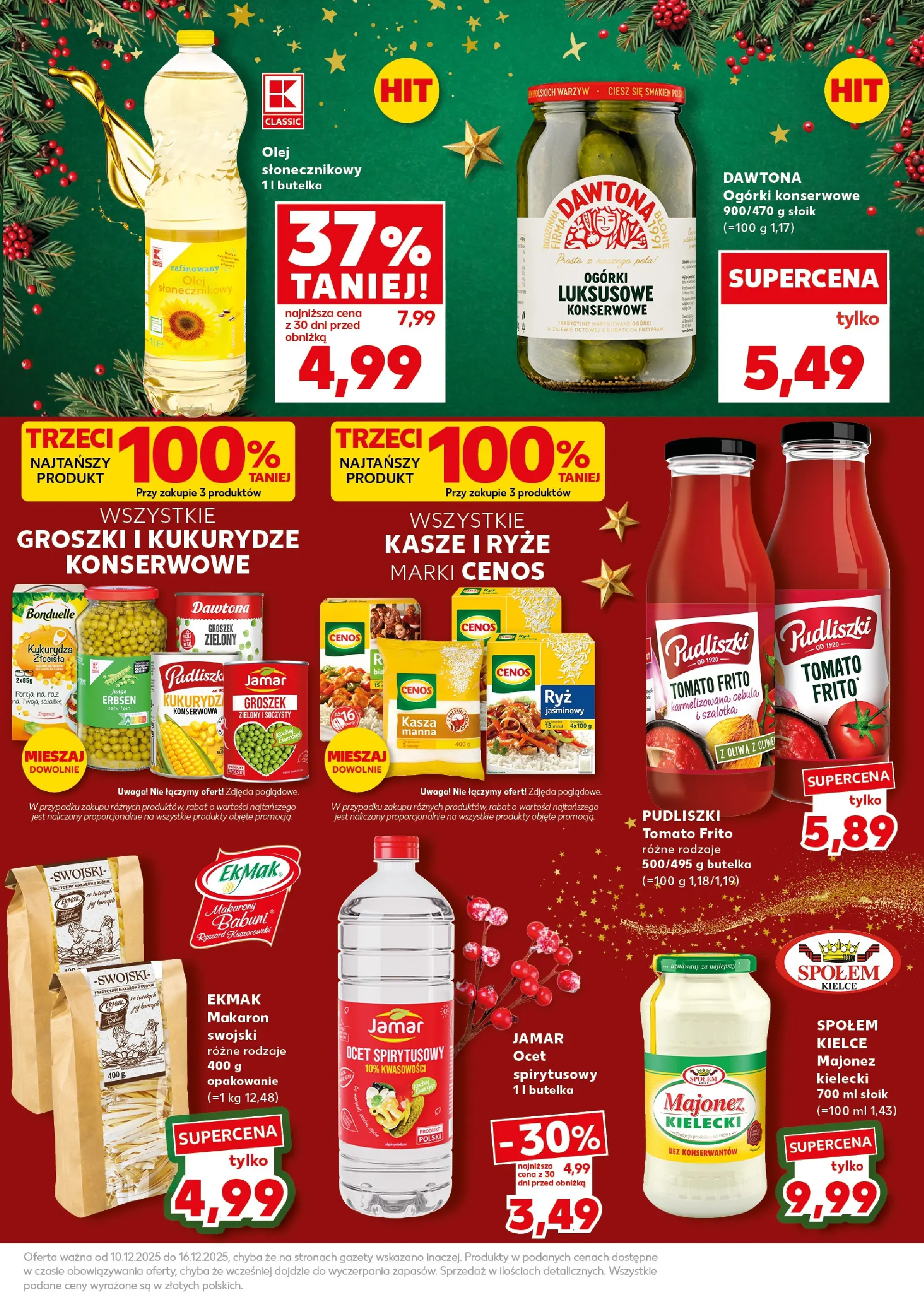 Kaufland gazetka od 13.12.2025 | Boże Narodzenie 🎄🎁 | Strona: 9 | Produkty: Ocet, Kasza, Szalotka, Majonez