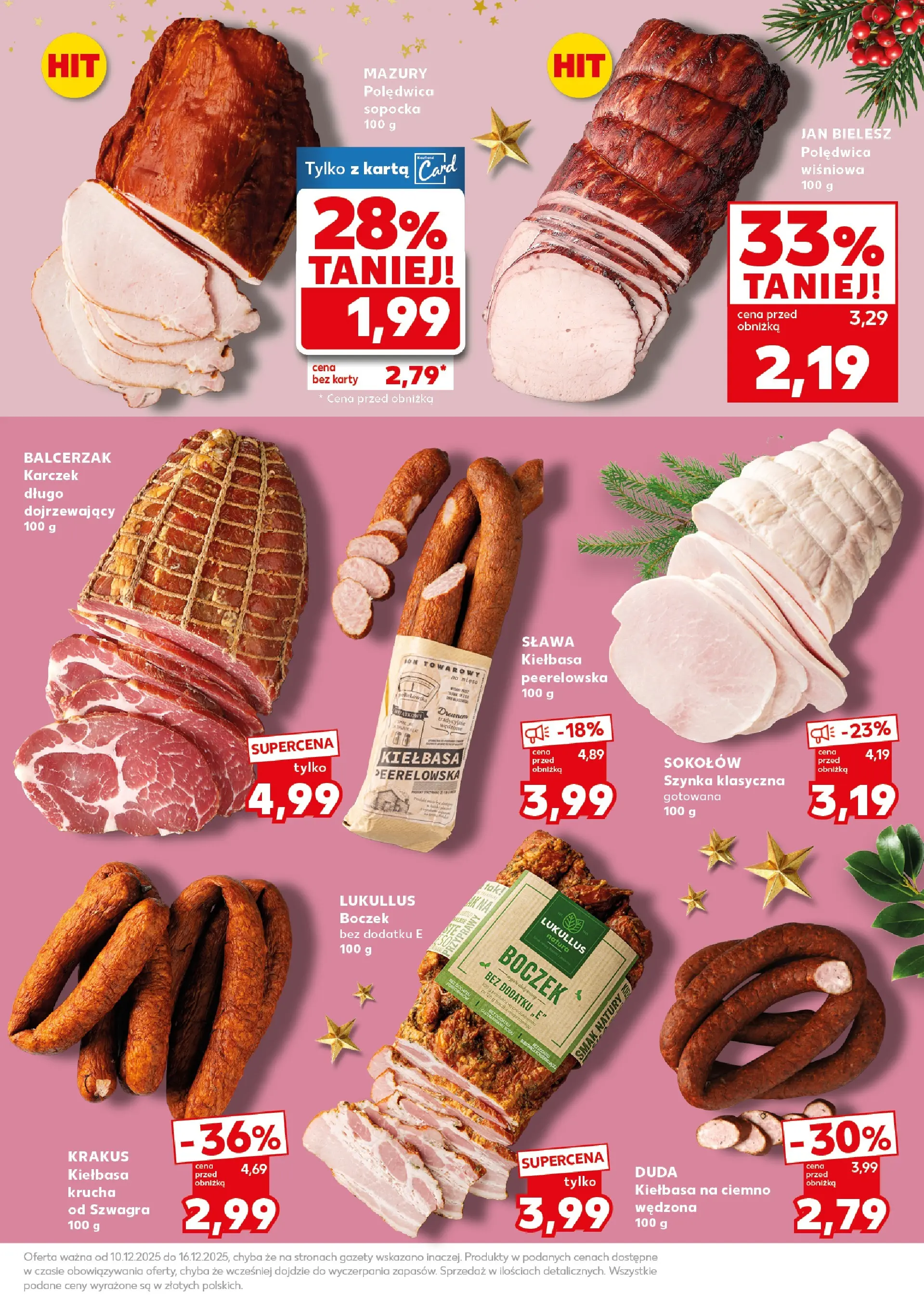 Kaufland gazetka od 13.12.2025 | Boże Narodzenie 🎄🎁 | Strona: 15 | Produkty: Kiełbasa, Karta, Mięso, Boczek