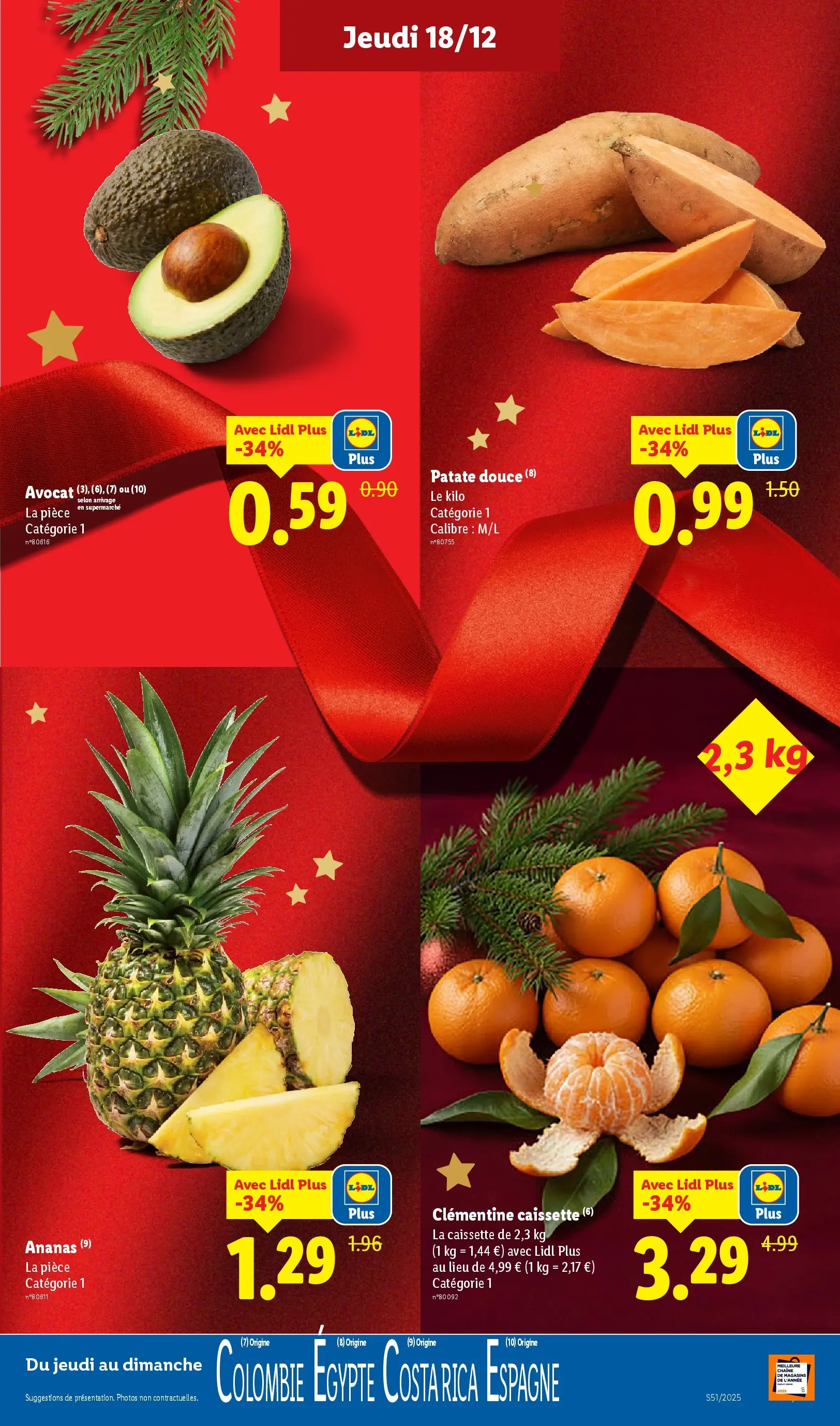 Catalogue LIDL du 14/12/2025 | Promo prospectus en ligne | Page: 3 | Produits: Avocat, Clémentine, Patate douce, Ananas Catalogue LIDL du 14/12/2025 | Promo prospectus en ligne | Page: 3 | Produits: Avocat, Clémentine, Patate douce, Ananas