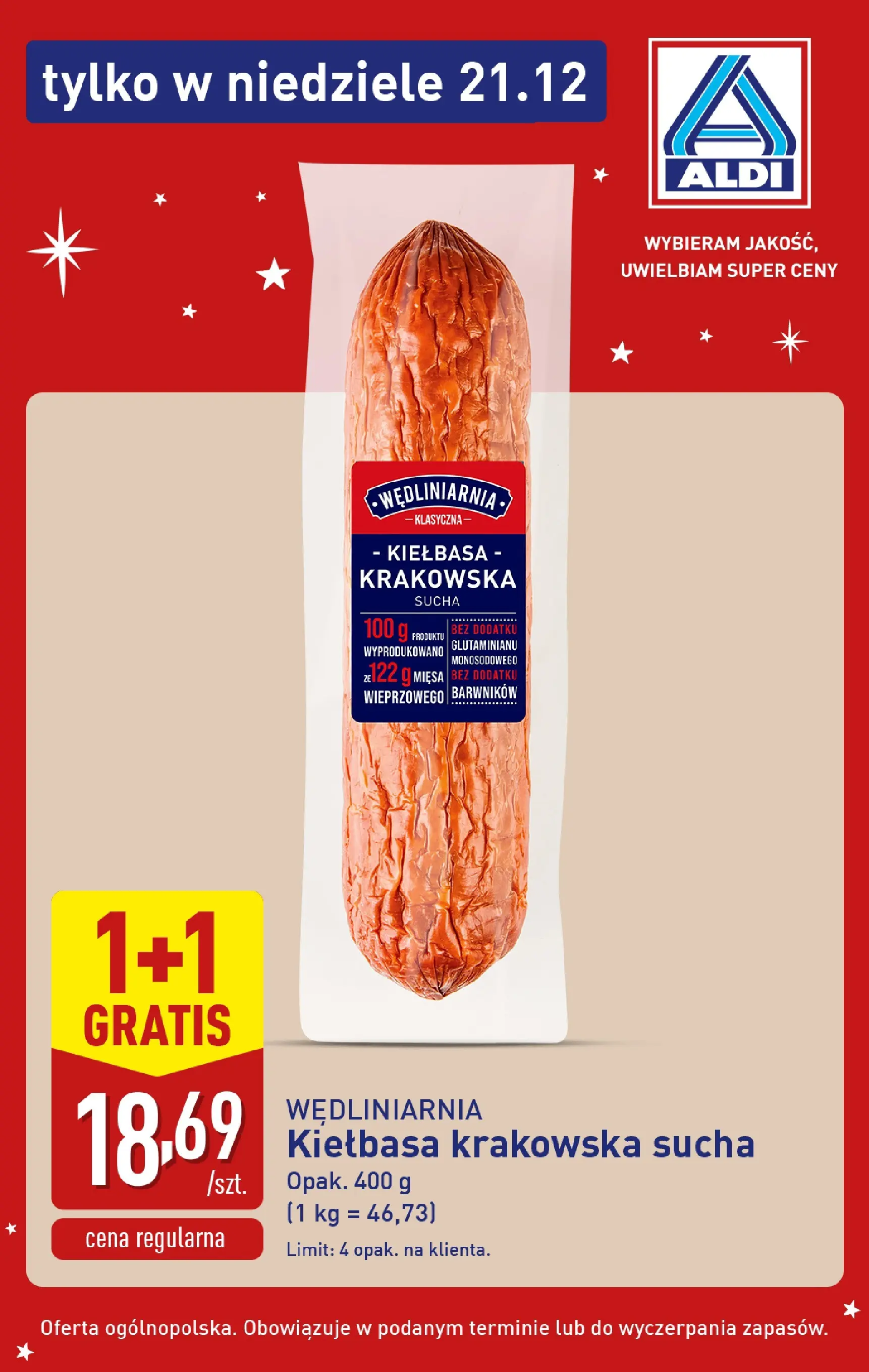 Aldi Gazetka - Super oferty na niedzielę od 21.12.2025 - Ulotka PDF, promocje | Strona: 11 | Produkty: Kiełbasa, Kiełbasa krakowska