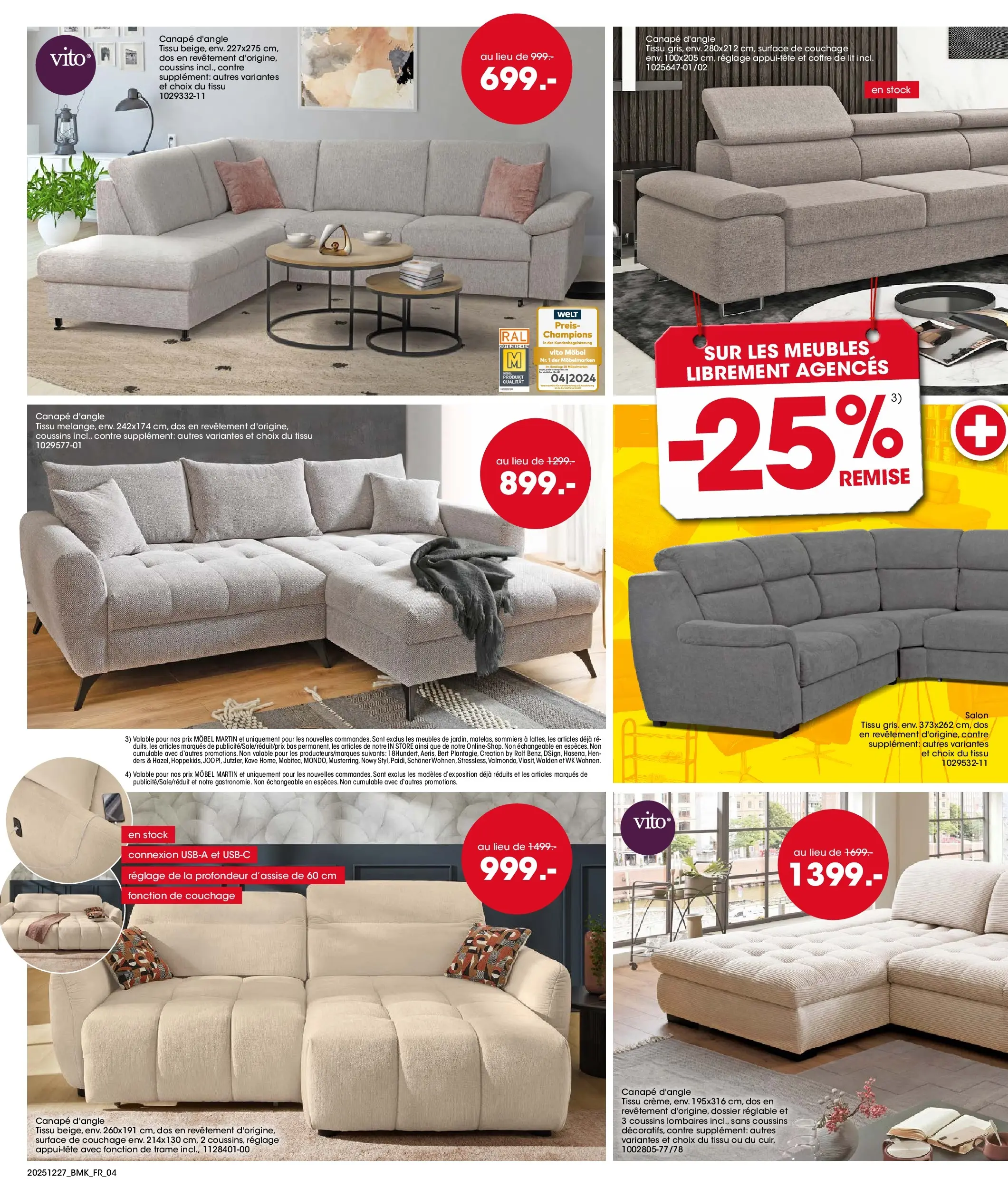 Möbel Martin - Möbel Martin: Offres hebdomadaires à partir du 26/12/2025 - promo en ligne | Page: 4 | Produits: Store, Lit, Canapé