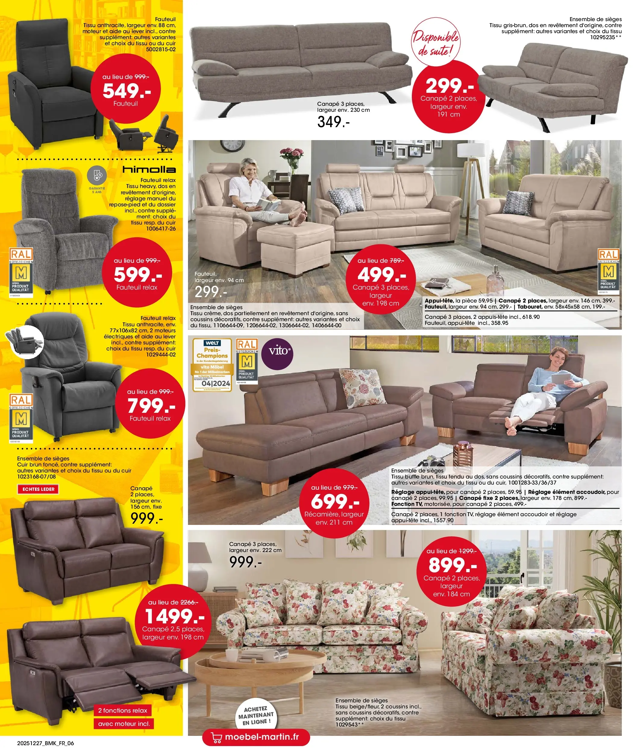 Möbel Martin - Möbel Martin: Offres hebdomadaires à partir du 26/12/2025 - promo en ligne | Page: 6 | Produits: Canapé, Fauteuil