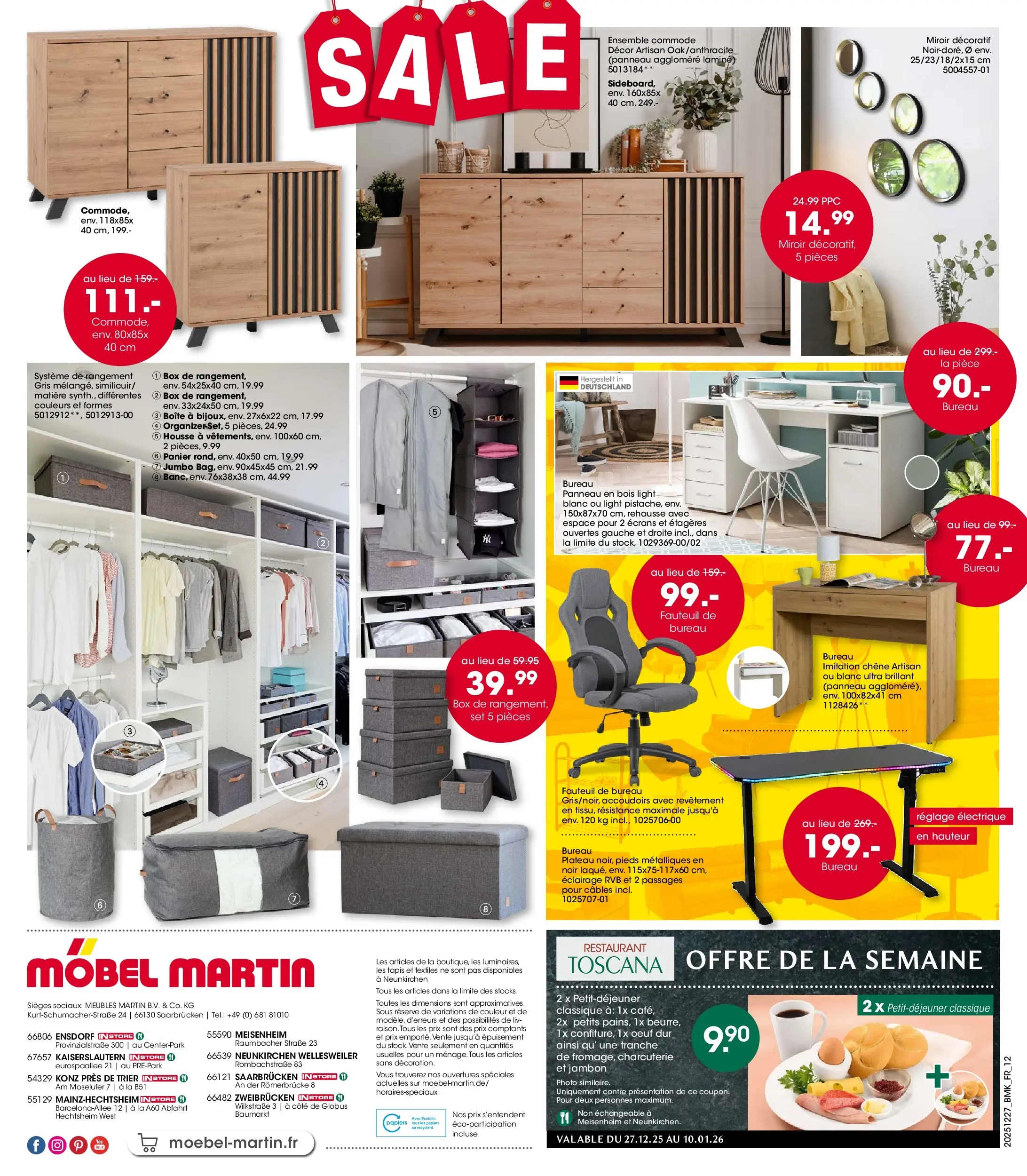 Möbel Martin - Möbel Martin: Offres hebdomadaires à partir du 26/12/2025 - promo en ligne | Page: 12 | Produits: Bureau, Commode, Fauteuil, Panier