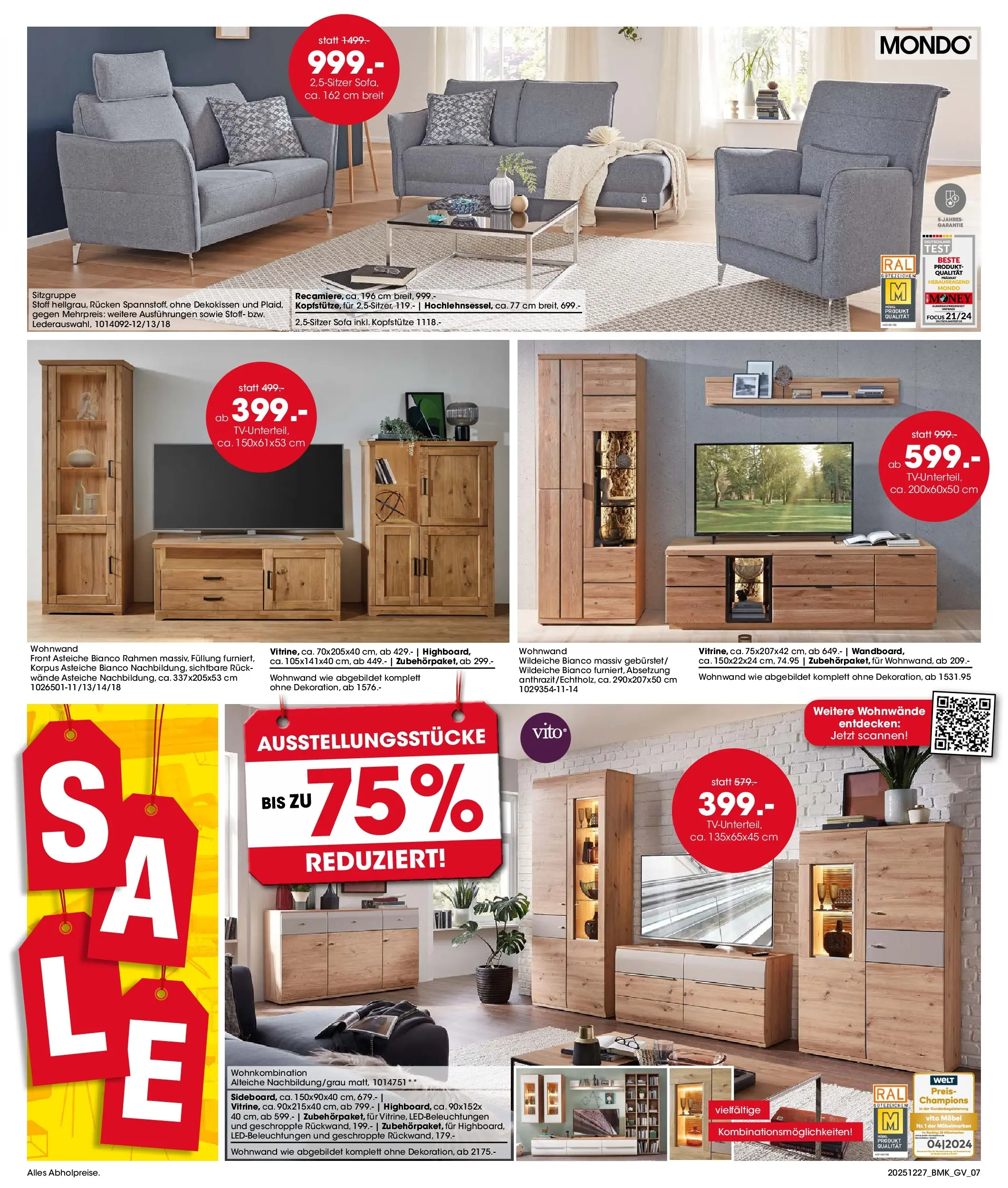 Möbel Martin - Möbel Martin: Wochenangebote (ab 26.12.2025) zum Blättern | Seite: 7 | Produkte: Wohnwand, Sofa