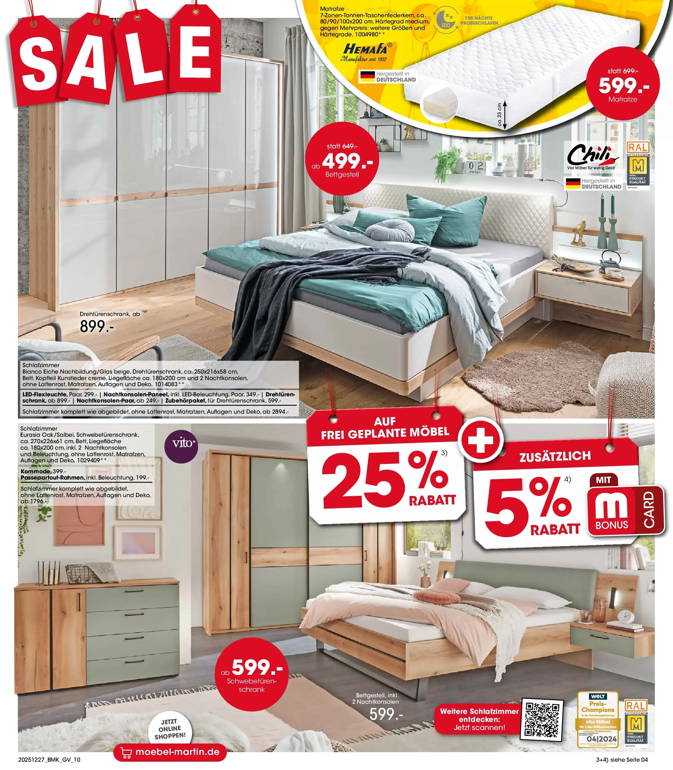 Möbel Martin - Möbel Martin: Wochenangebote (ab 26.12.2025) zum Blättern | Seite: 10 | Produkte: Matratze, Schrank, Chili